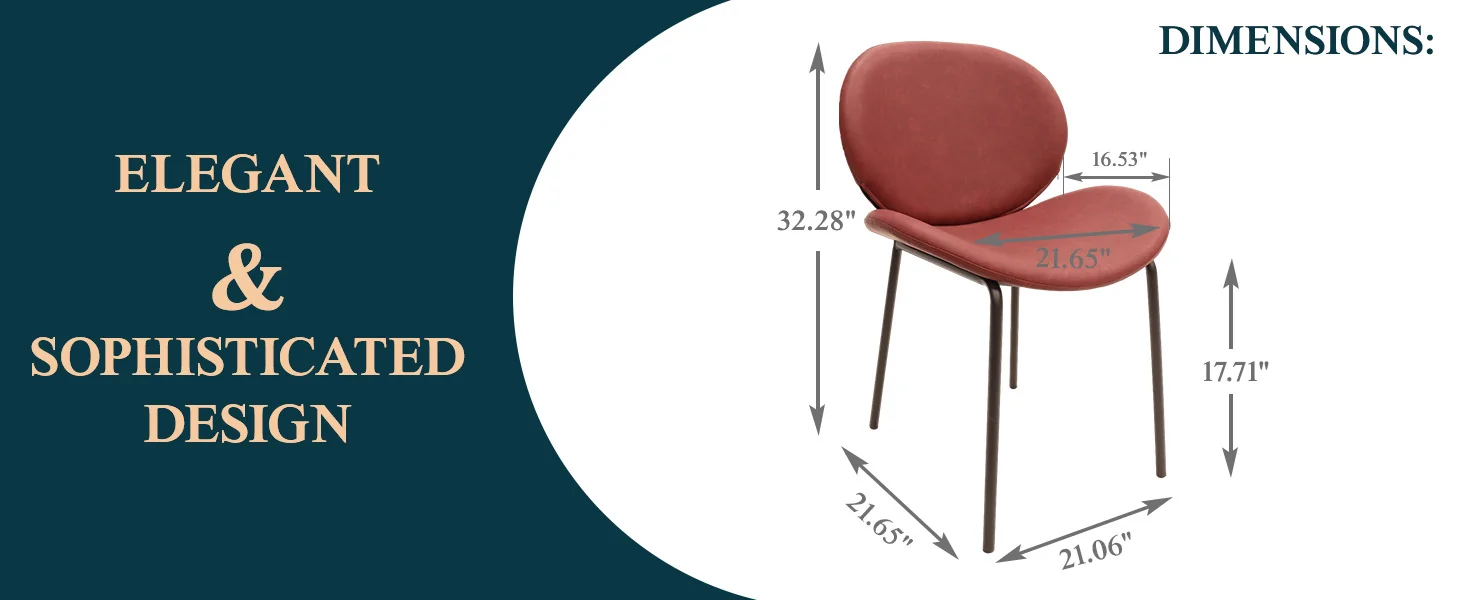 Servos Modern Dining Side Chair with Upholstered Faux Leather Seat and Powder Coated Iron Frame for Kitchen and Dining Room, Bordeaux