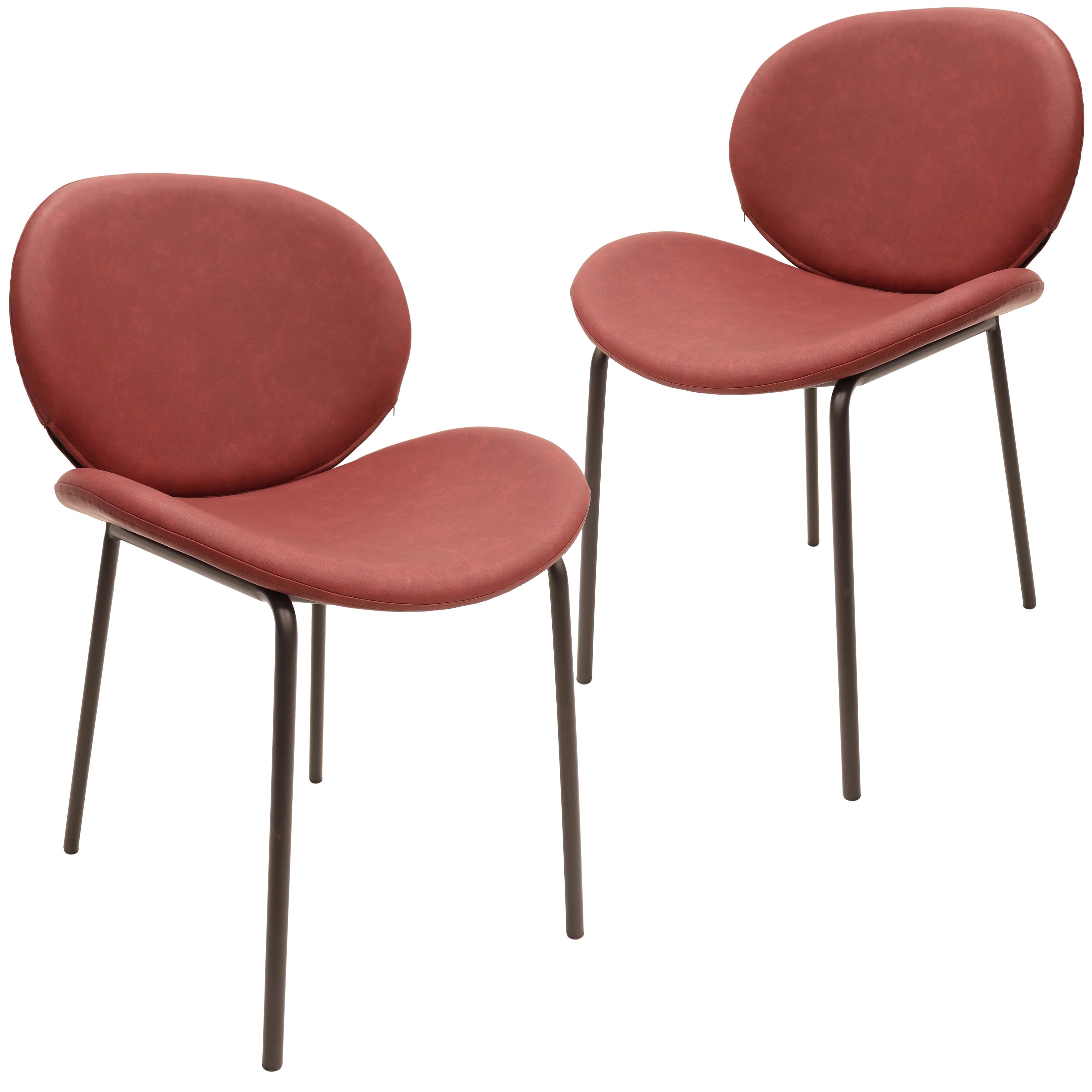 Servos Modern Dining Side Chair with Upholstered Faux Leather Seat and Powder Coated Iron Frame for Kitchen and Dining Room, Bordeaux