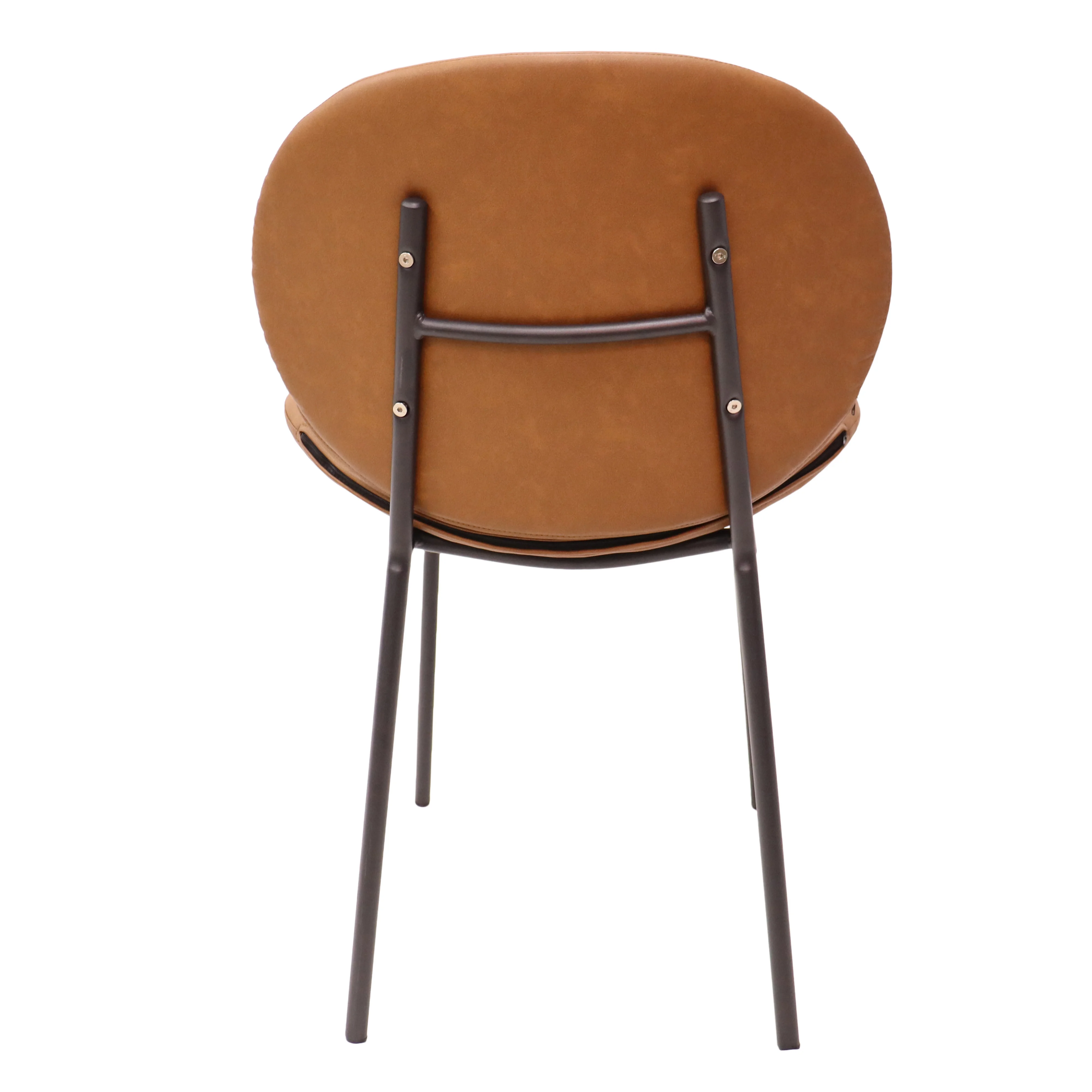 Servos Modern Dining Side Chair with Upholstered Faux Leather Seat and Powder Coated Iron Frame for Kitchen and Dining Room, Dark Brown