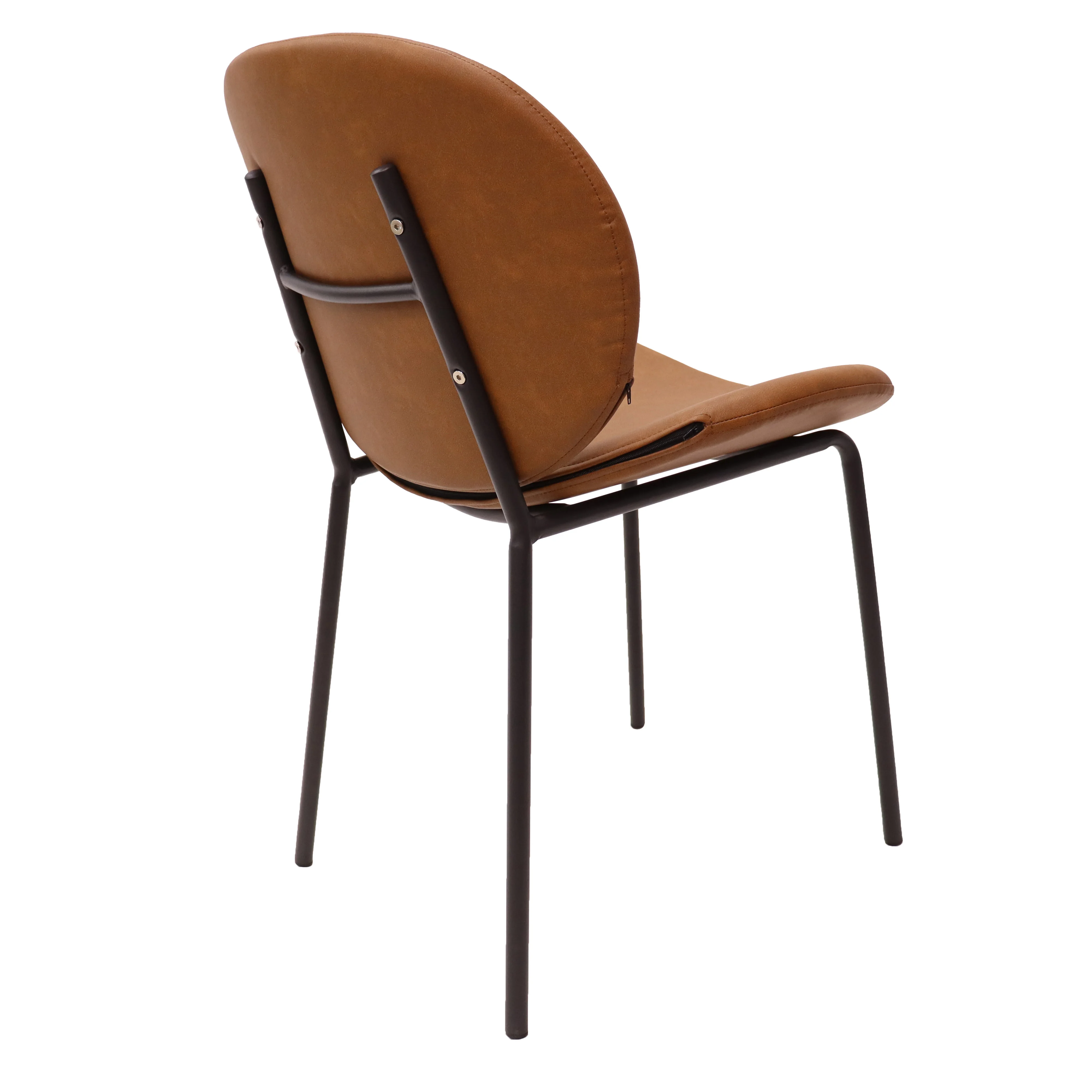 Servos Modern Dining Side Chair with Upholstered Faux Leather Seat and Powder Coated Iron Frame for Kitchen and Dining Room, Dark Brown