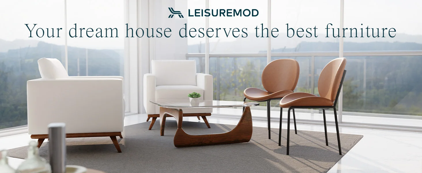 Servos Modern Dining Side Chair with Upholstered Faux Leather Seat and Powder Coated Iron Frame for Kitchen and Dining Room, Dark Brown