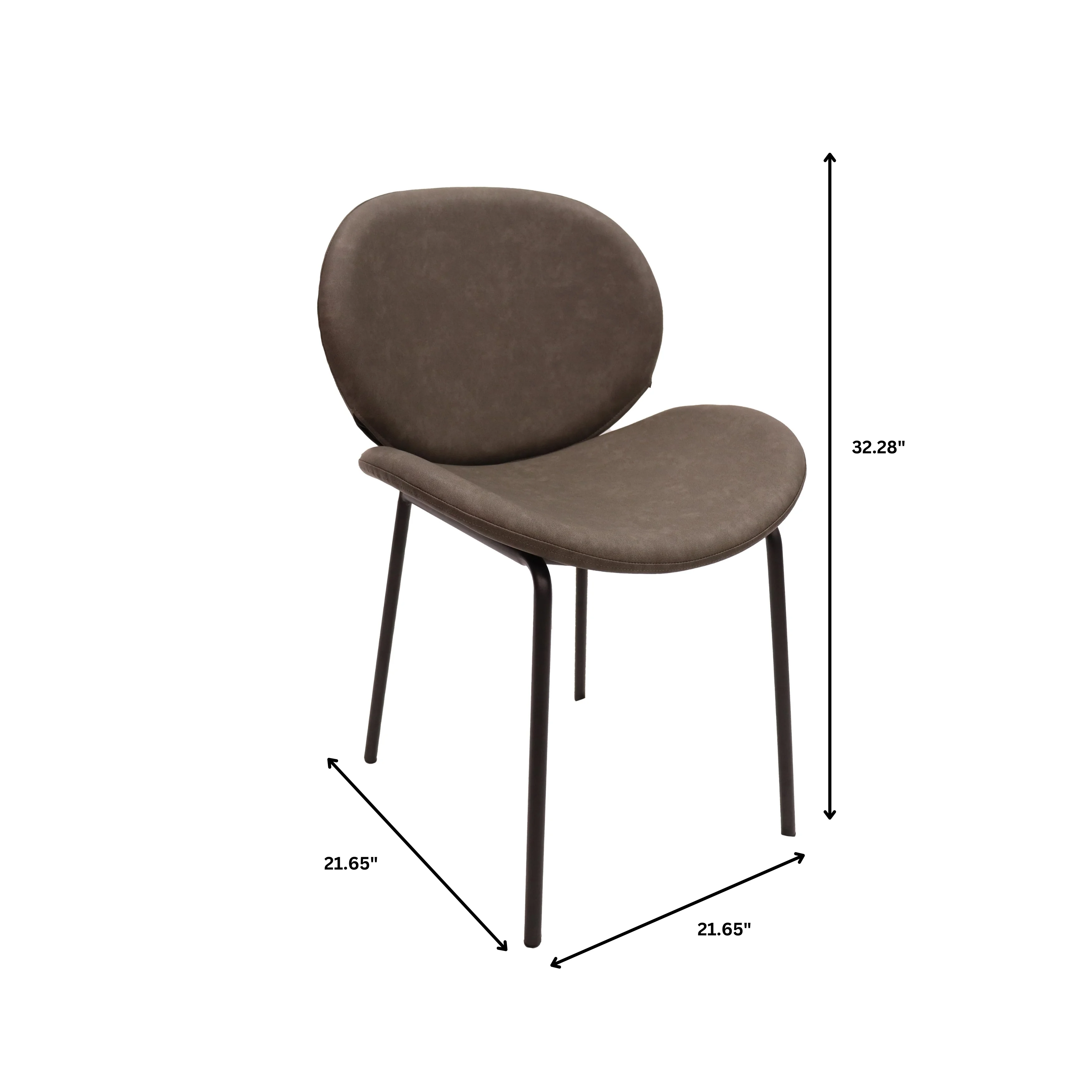 Servos Modern Dining Side Chair with Upholstered Faux Leather Seat and Powder Coated Iron Frame for Kitchen and Dining Room, Elephant Grey