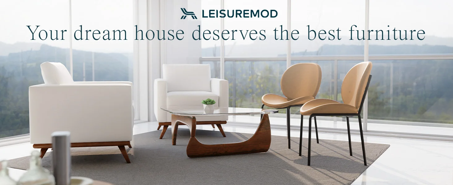 Servos Modern Dining Side Chair with Upholstered Faux Leather Seat and Powder Coated Iron Frame for Kitchen and Dining Room, Sand Brown