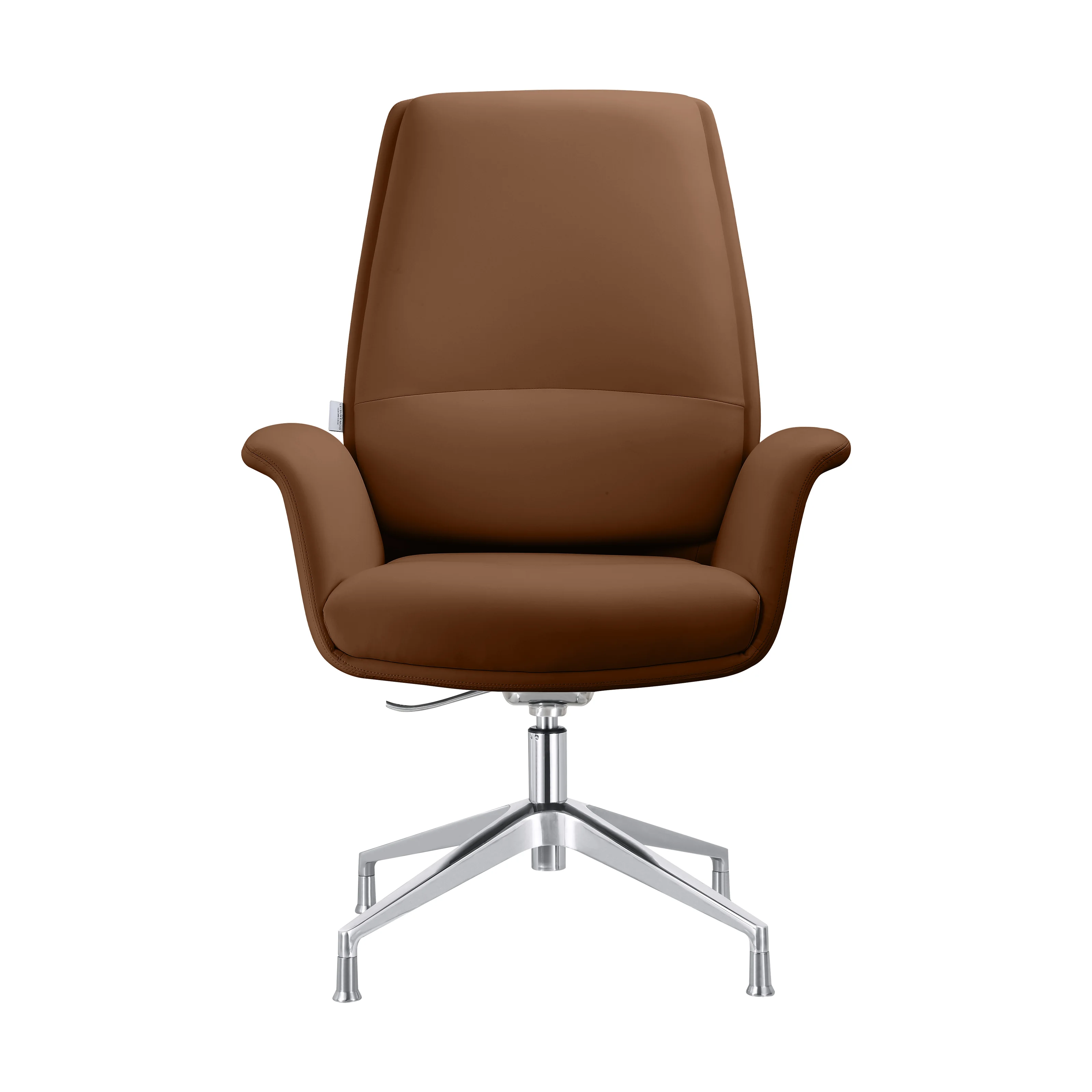 Summit Office Chair in Faux Leather and Aluminum Frame with Adjustable Height and Swivel in Dark Brown