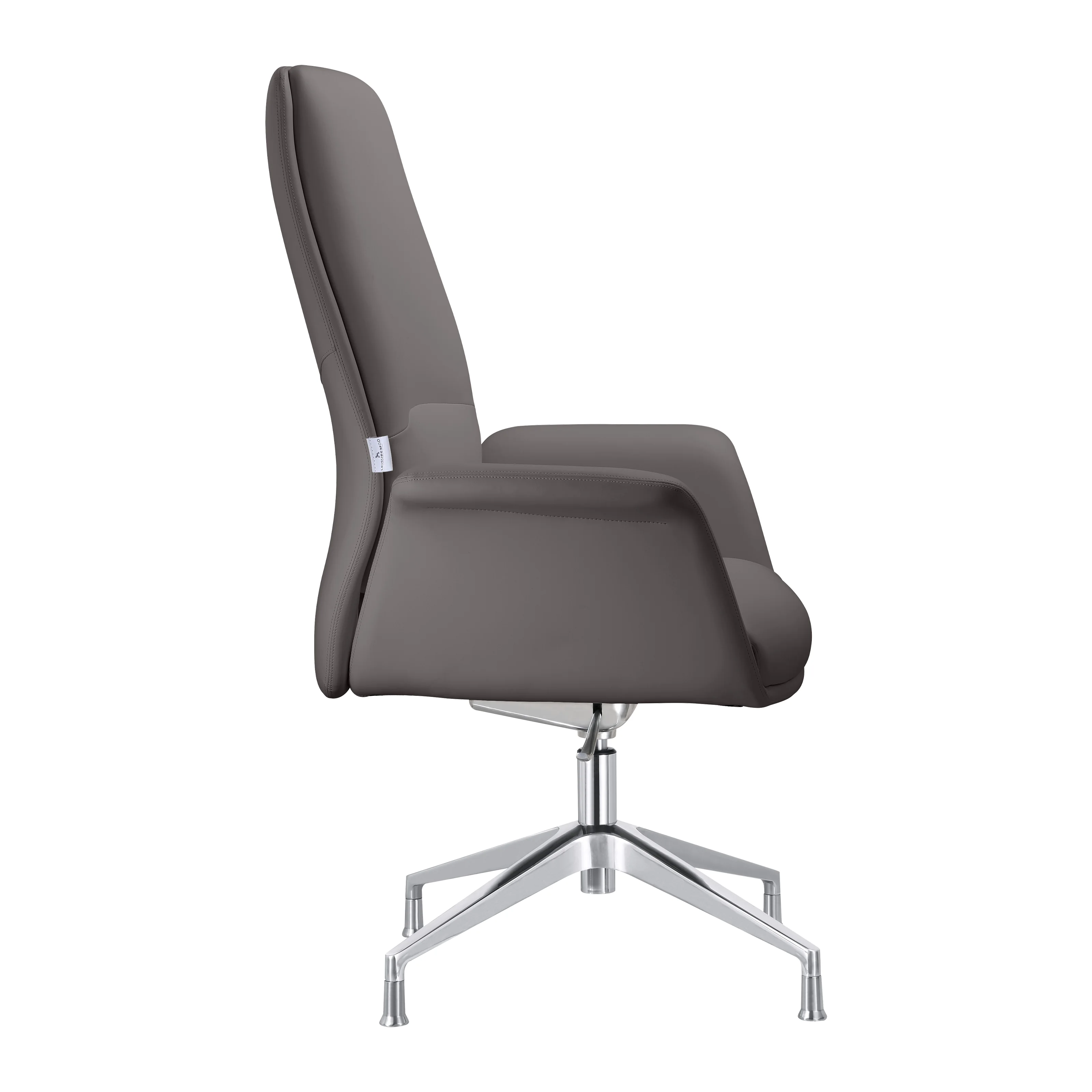 Summit Office Chair in Faux Leather and Aluminum Frame with Adjustable Height and Swivel in Grey