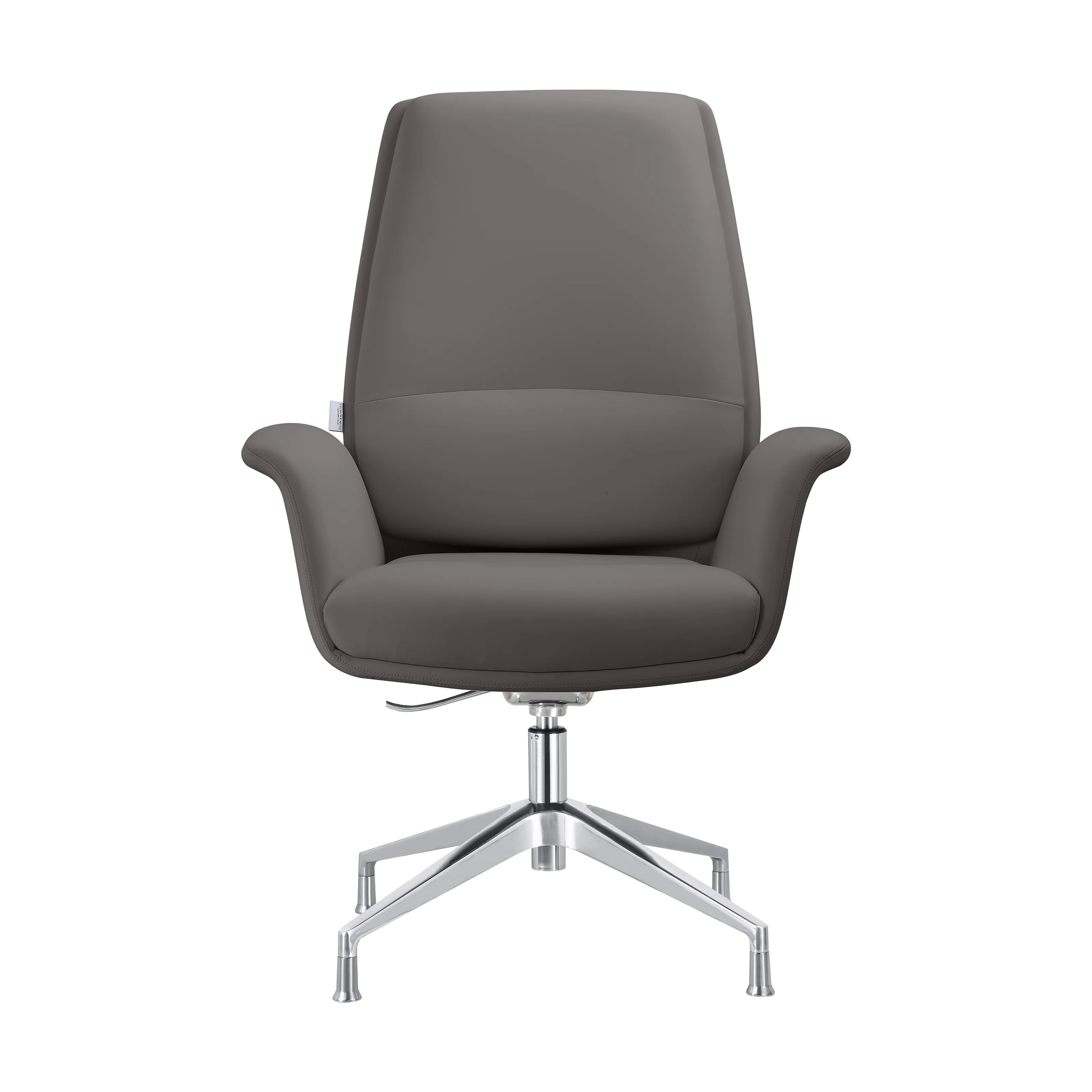 Summit Office Chair in Faux Leather and Aluminum Frame with Adjustable Height and Swivel in Grey