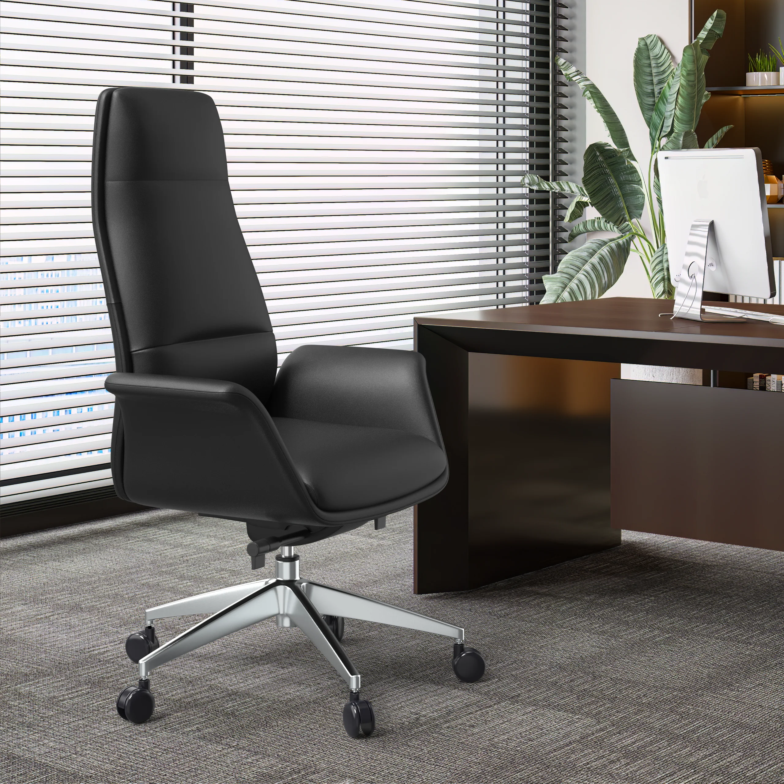 Summit Series Tall Office Chair In Black Leather