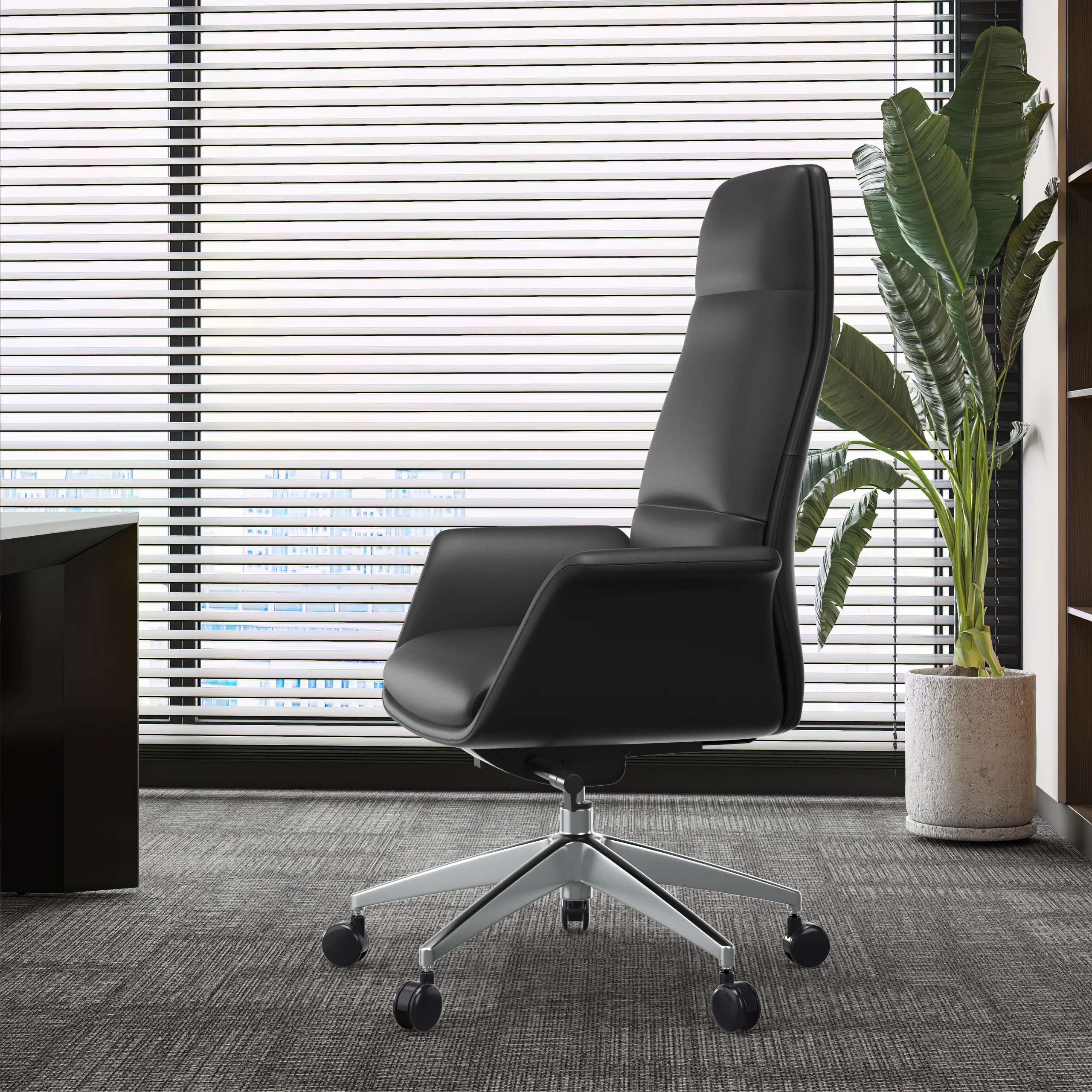 Summit Series Tall Office Chair In Black Leather