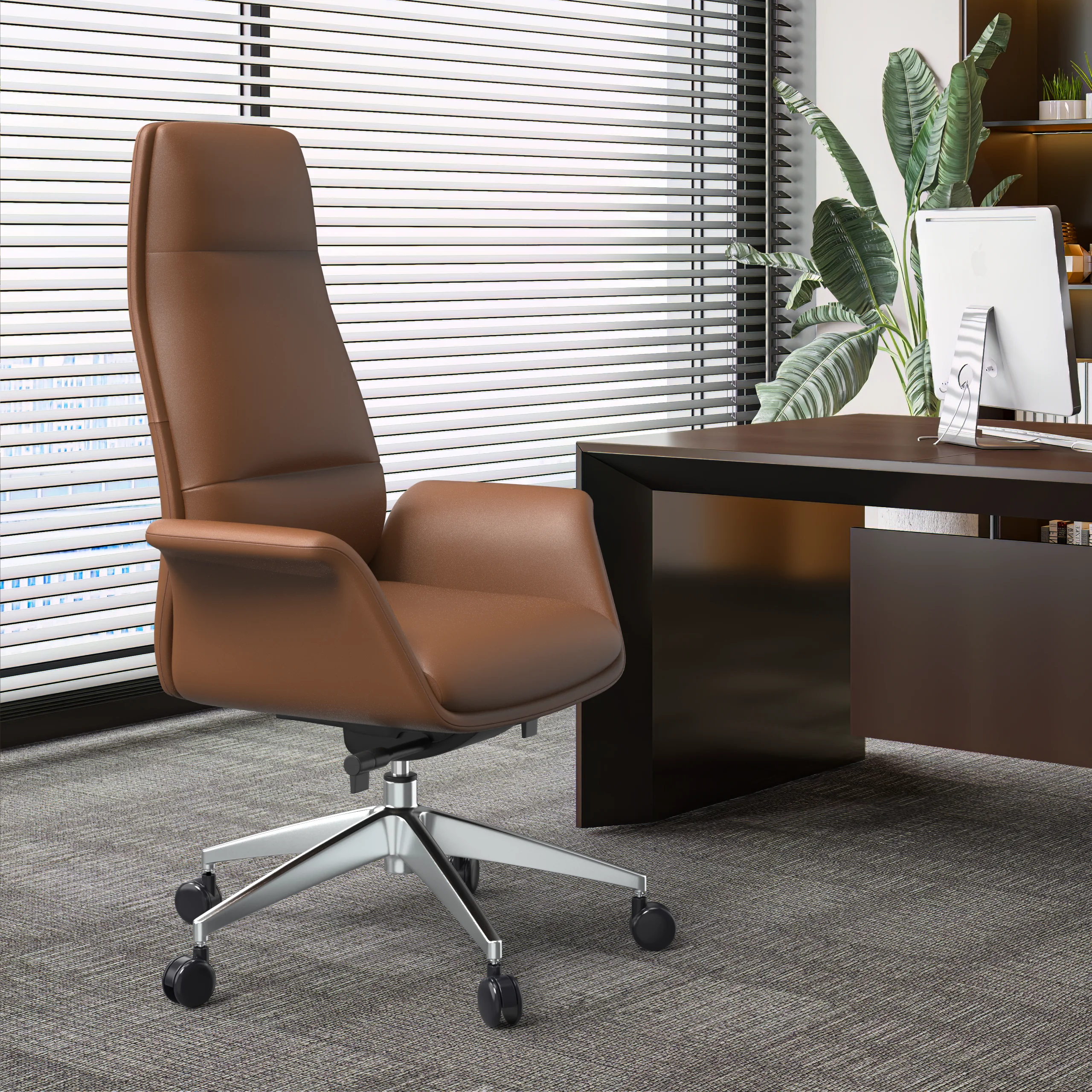 Summit Series Tall Office Chair In Dark Brown Leather