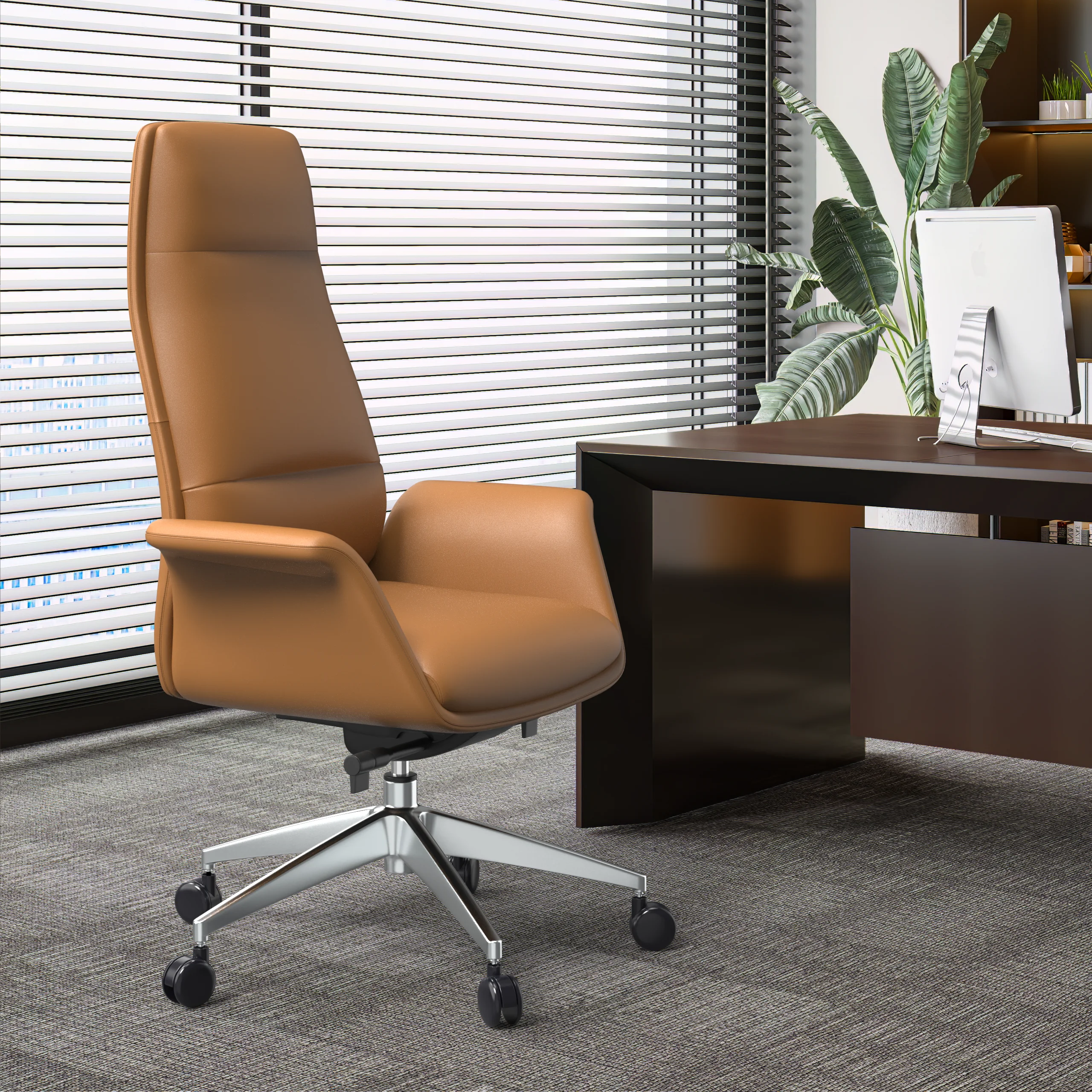 Summit Series Tall Office Chair In Acorn Brown Leather