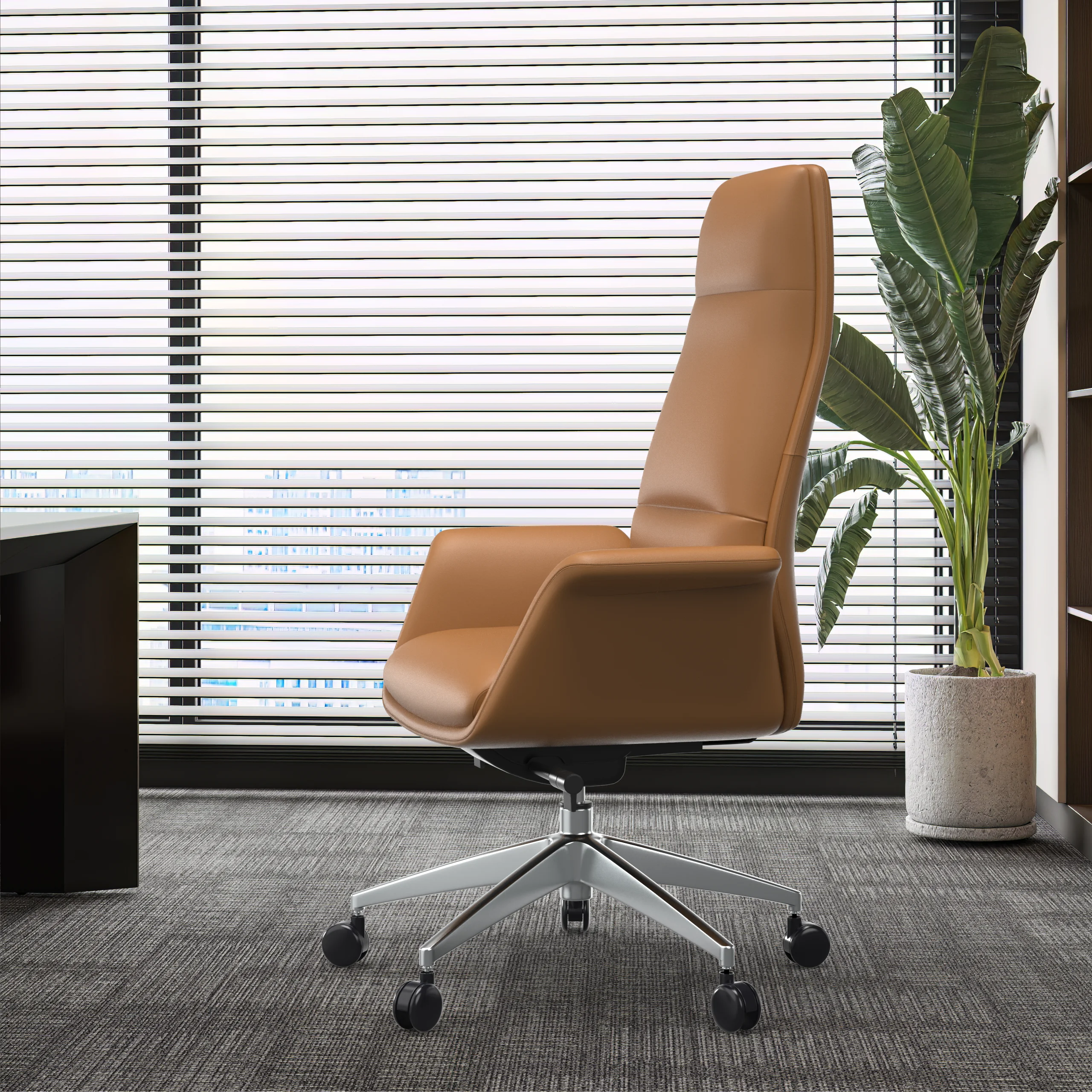 Summit Series Tall Office Chair In Acorn Brown Leather