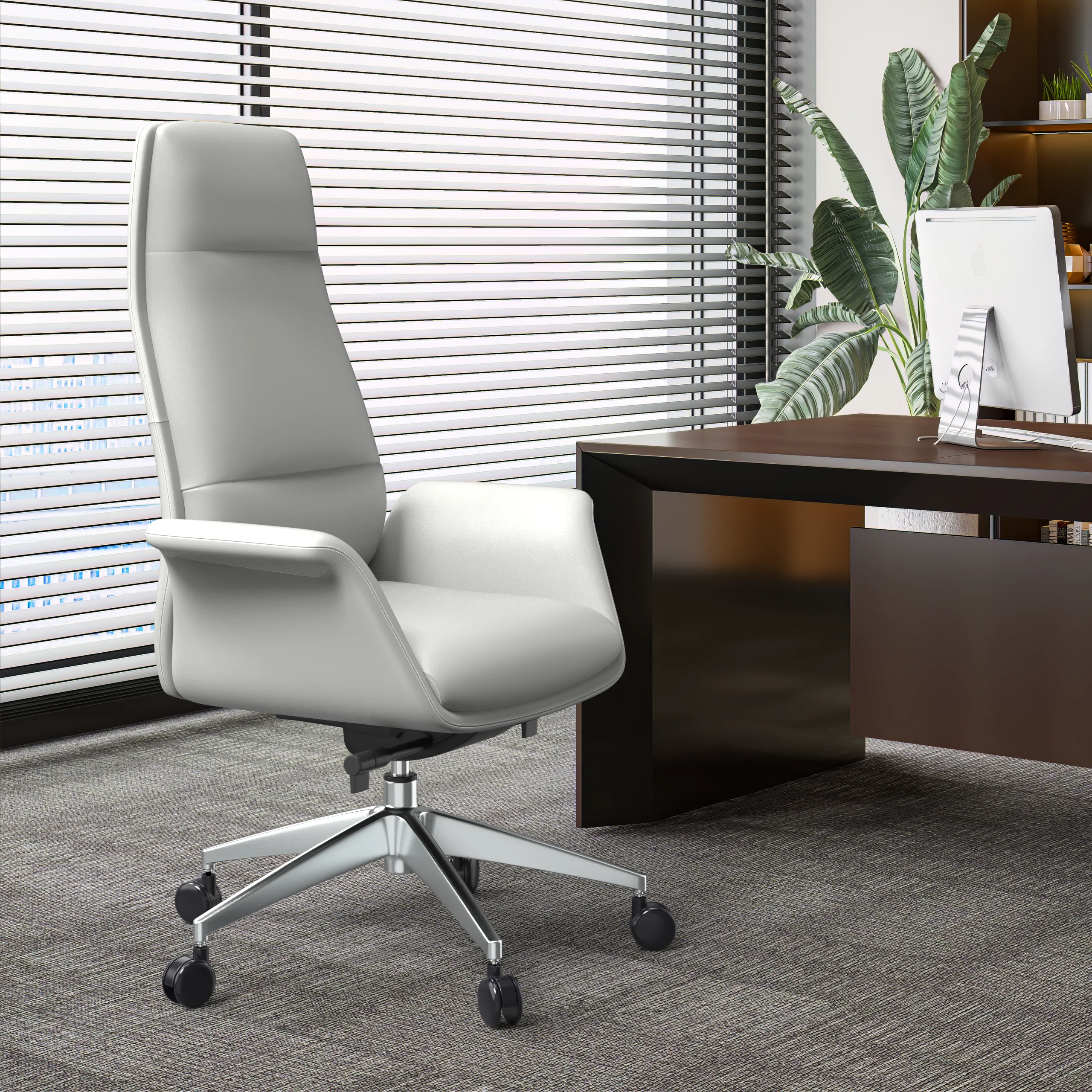 Summit Series Tall Office Chair In White Leather
