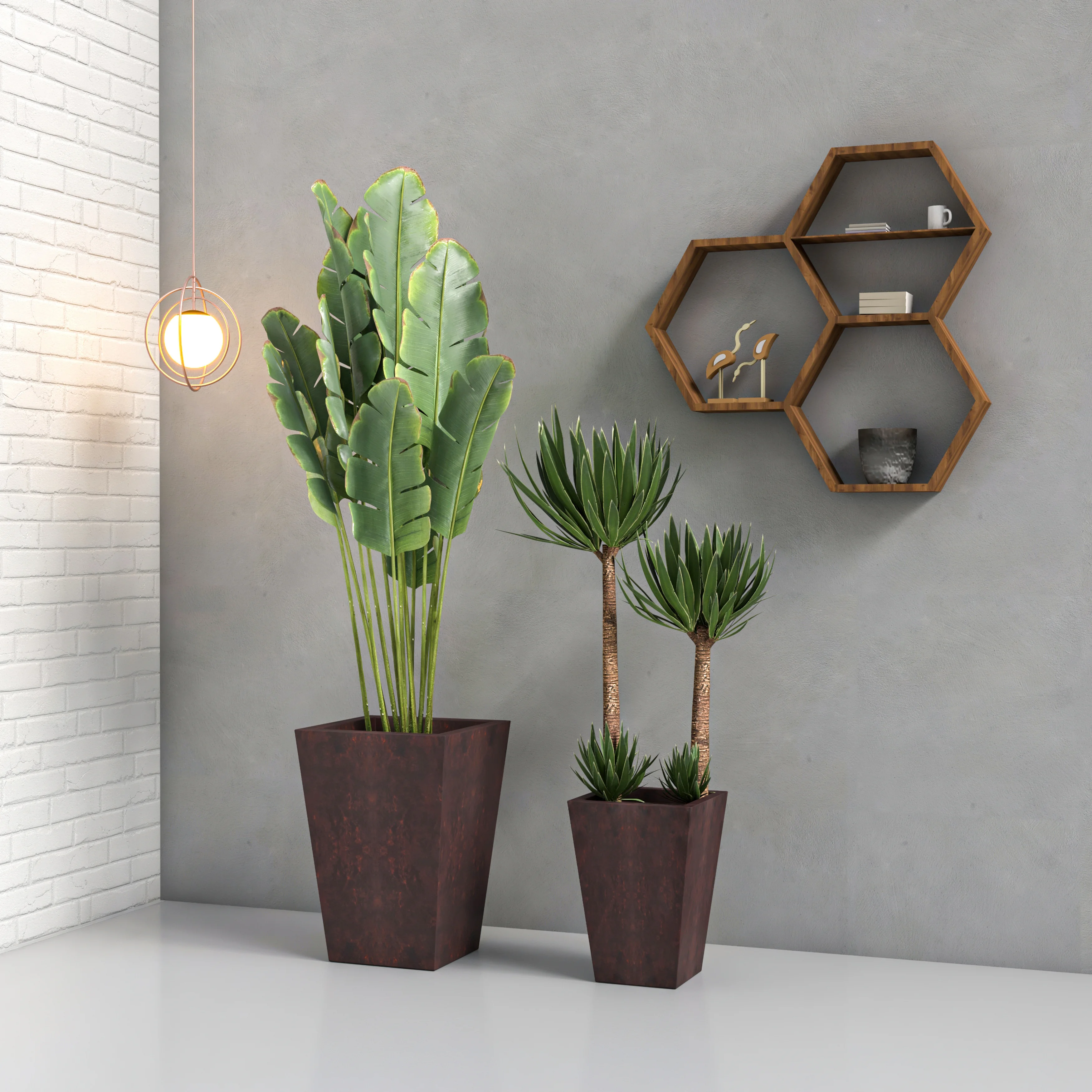 Serene Series Planter Set In Brown
