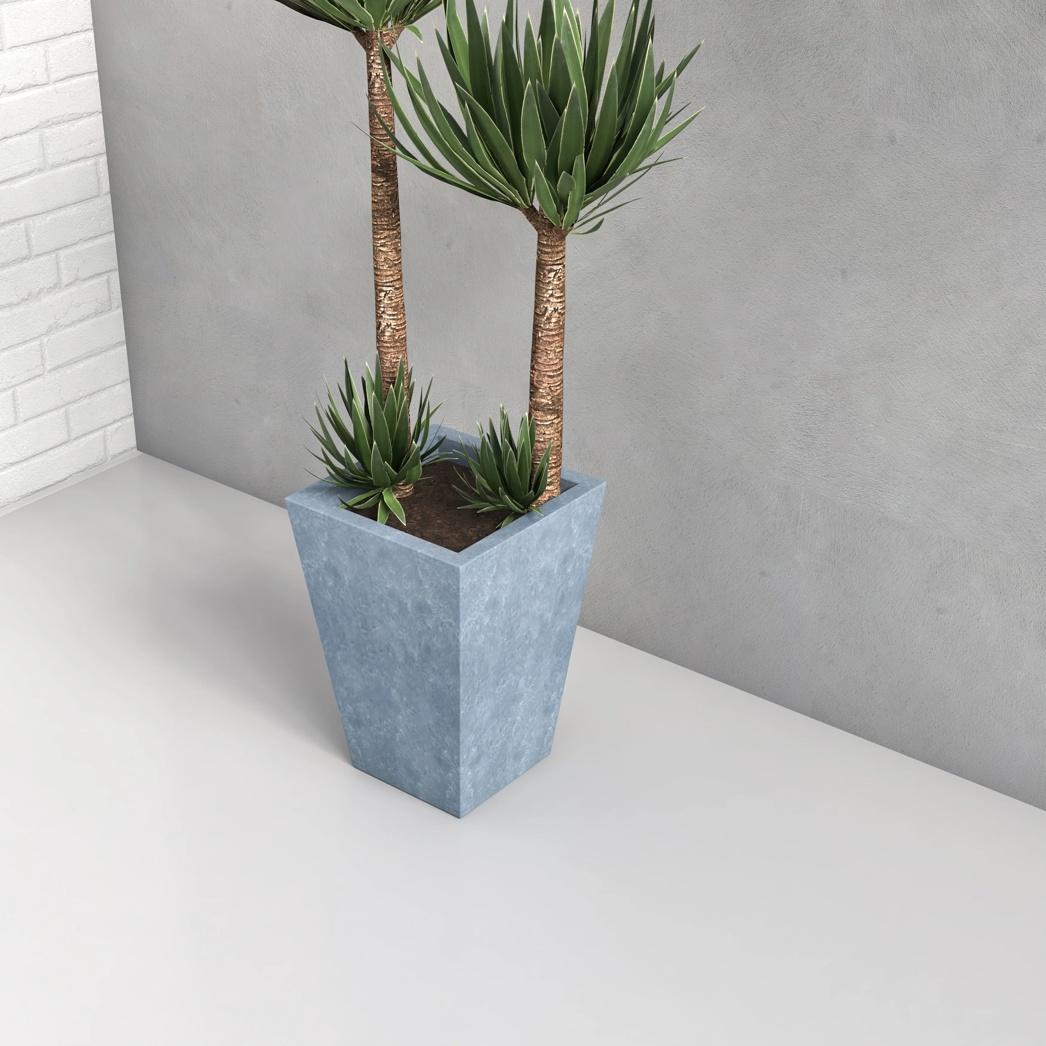 Serene Series Poly Stone Square Planter in Aged Concrete 11x11, 15 High