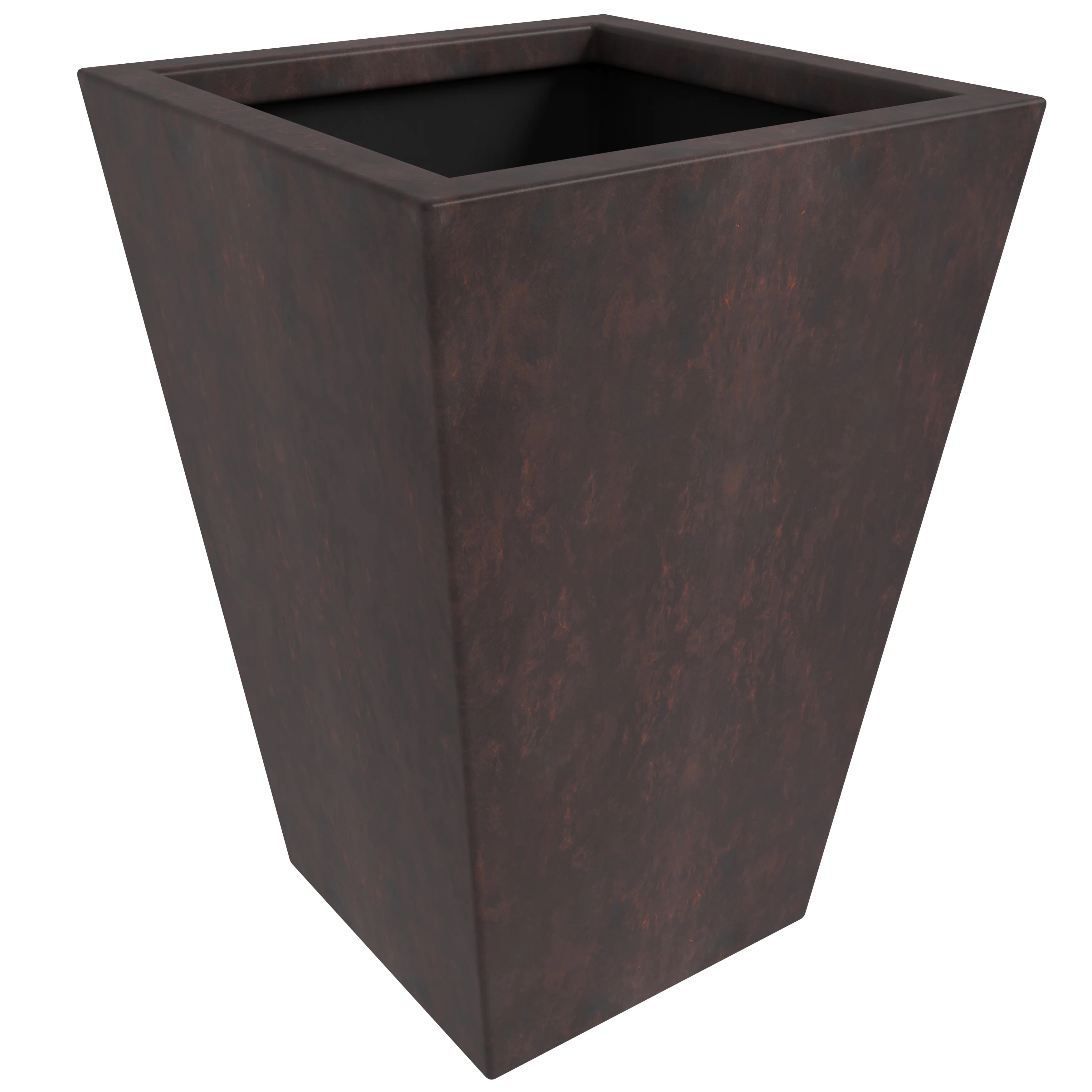 Serene Series Poly Stone Square Planter in Brown 11x11, 15 High