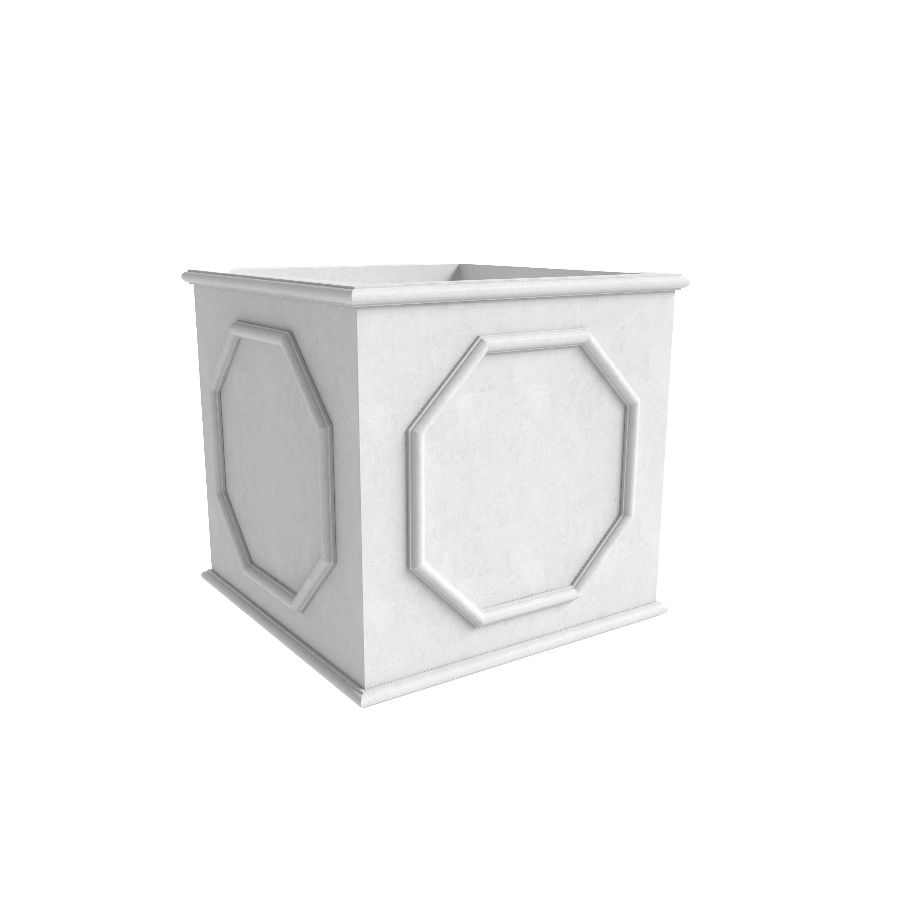 Sprout Series Cubic Fiber Stone Planter in White 15 Cube