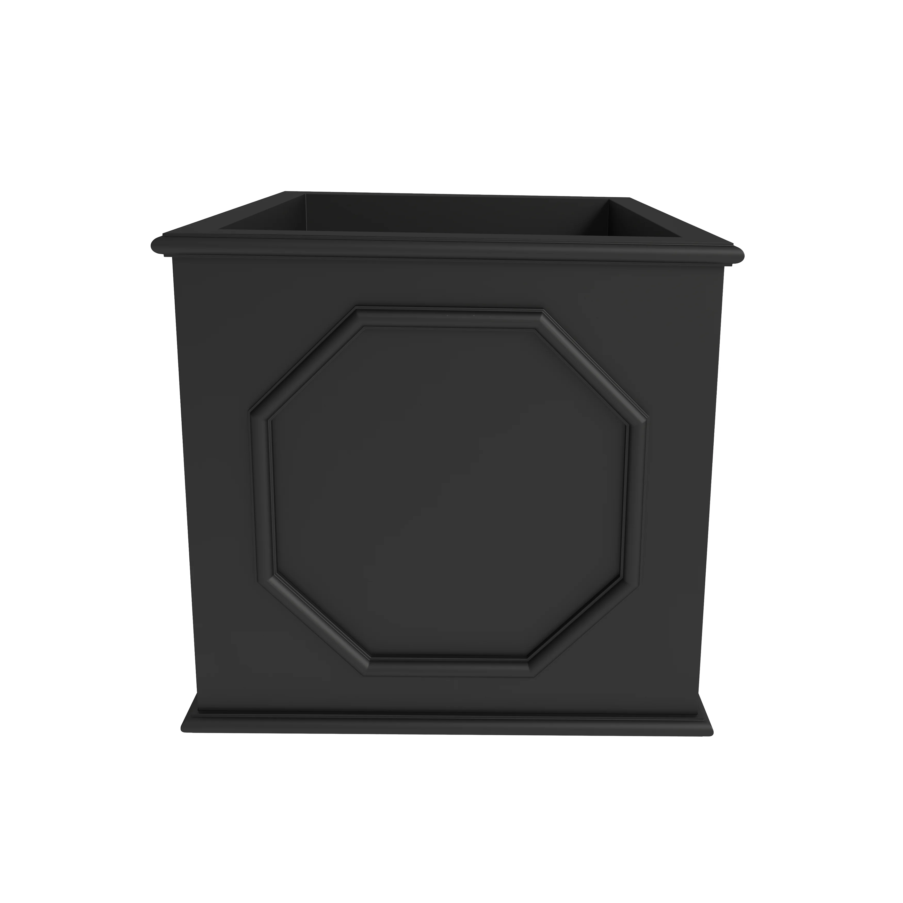 Sprout Series Cubic Fiber Stone Planter in Black 17.7 Cube
