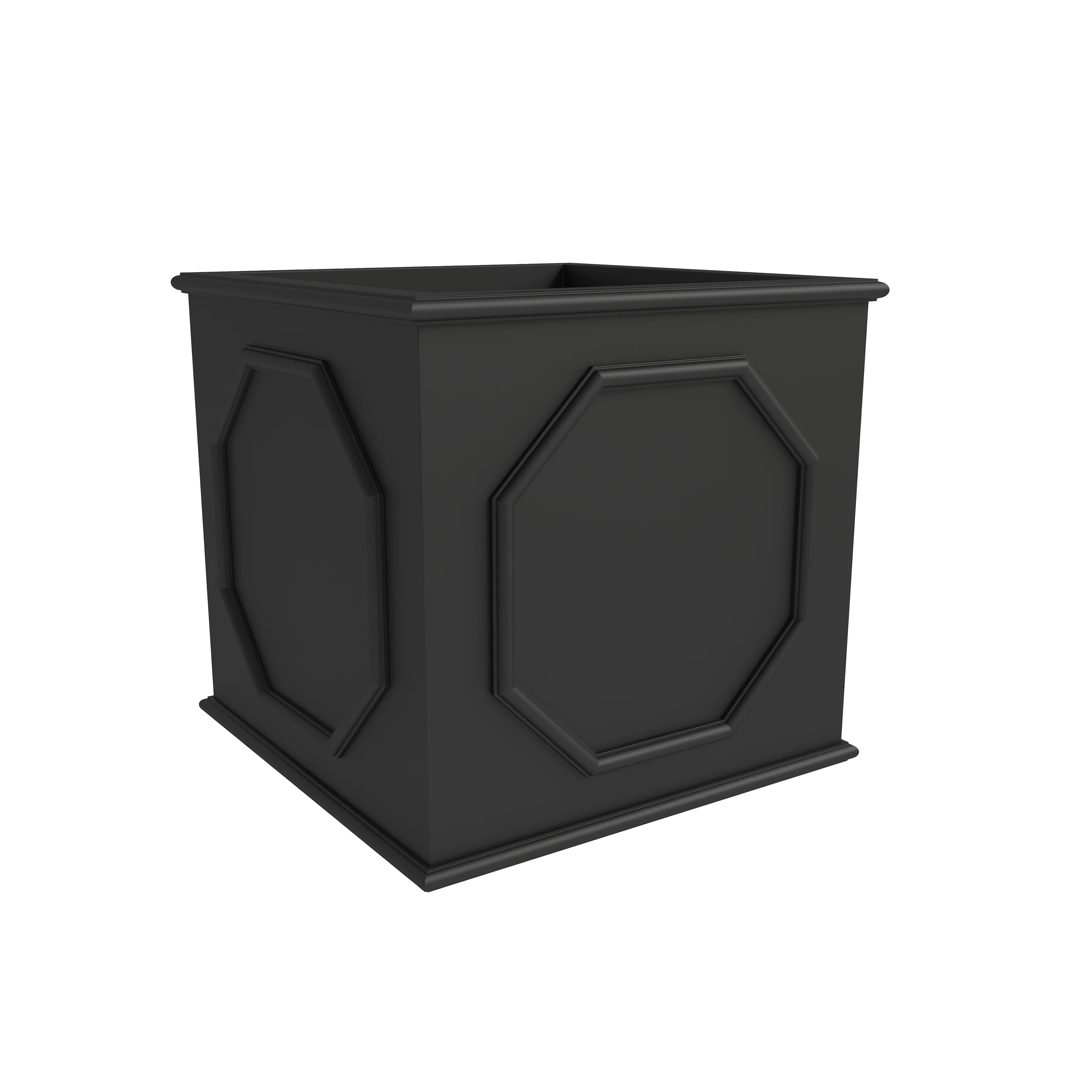 Sprout Series Cubic Fiber Stone Planter in Black 17.7 Cube