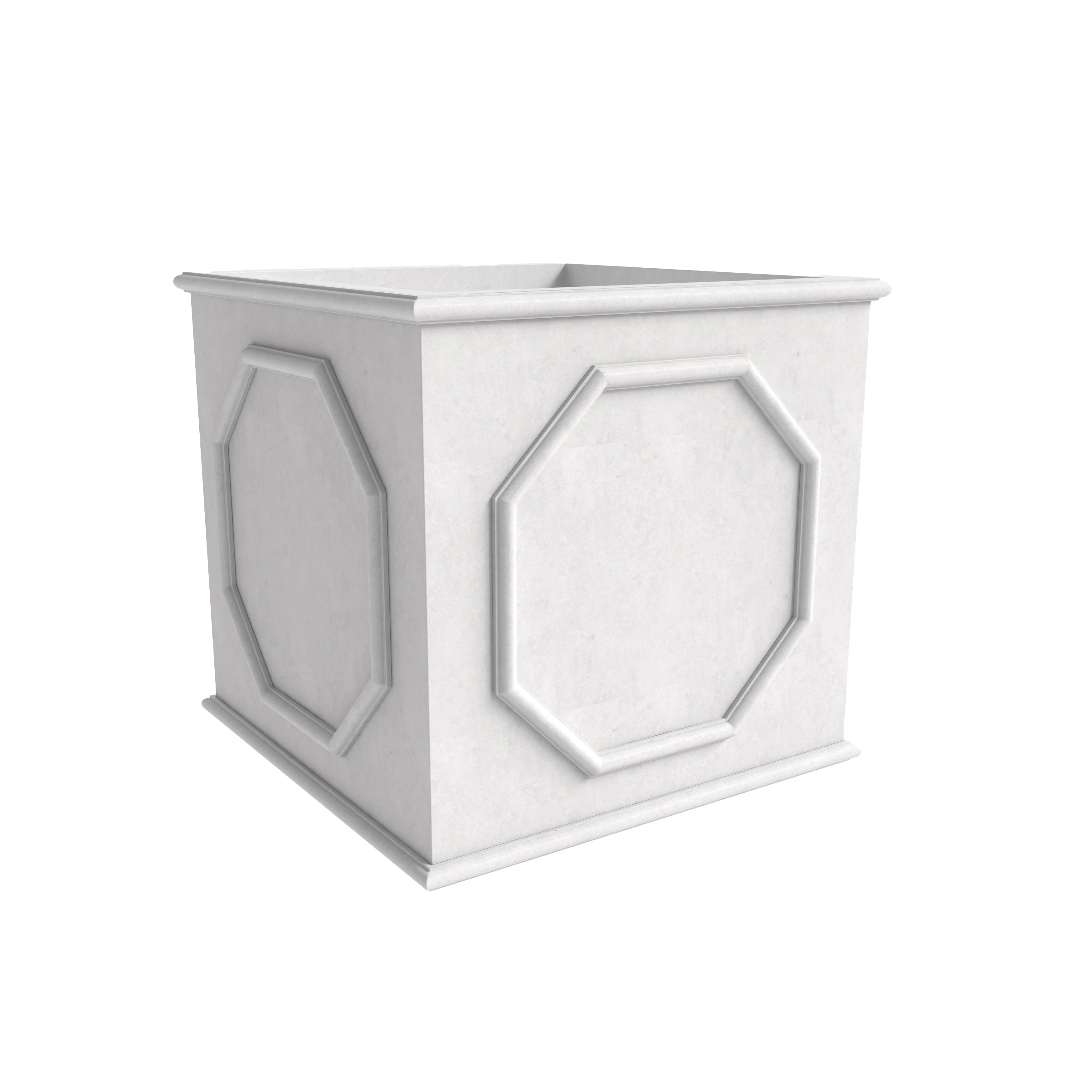 Sprout Series Cubic Fiber Stone Planter in White 17.7 Cube