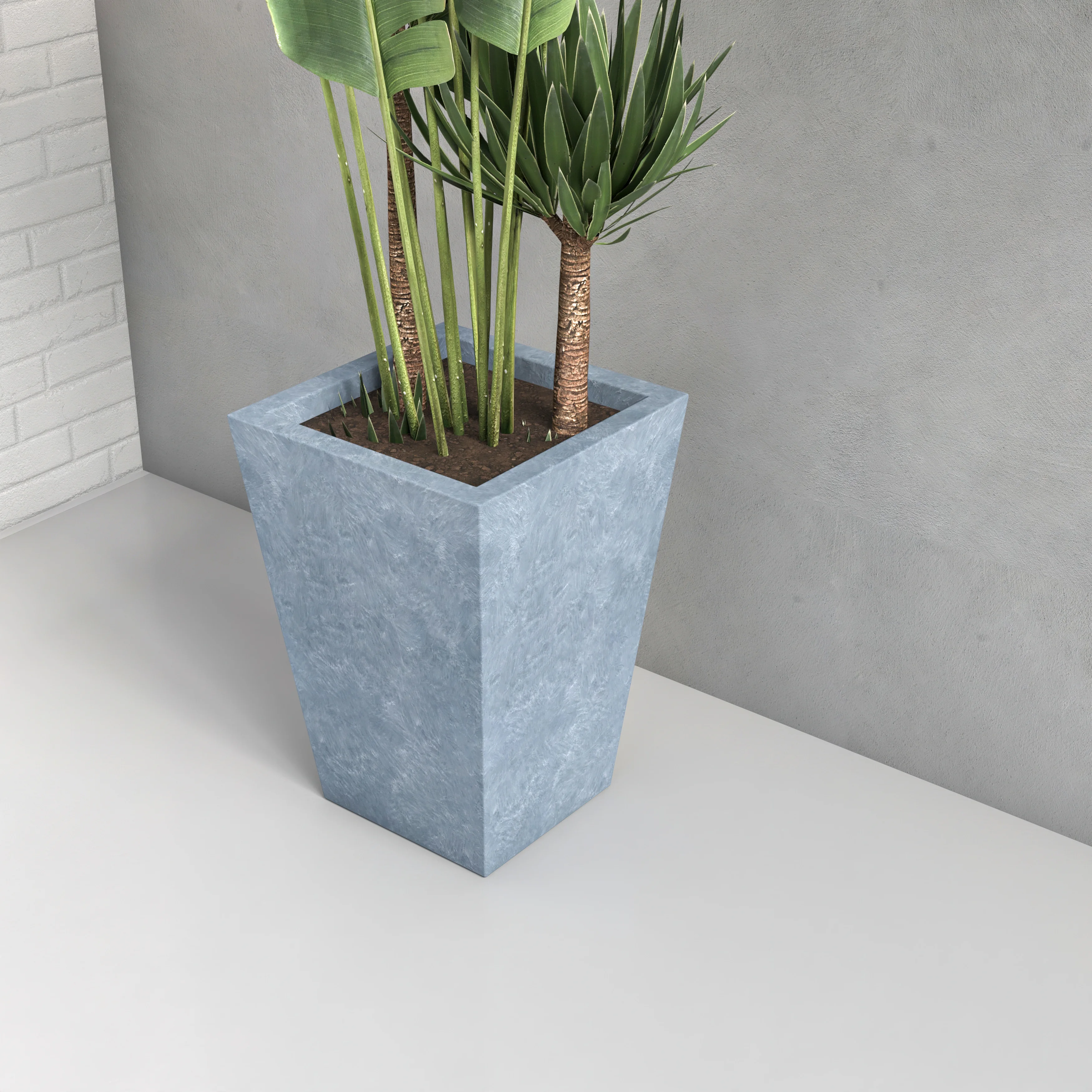 Serene Series Poly Stone Square Planter in Aged Concrete 14x14, 21 High