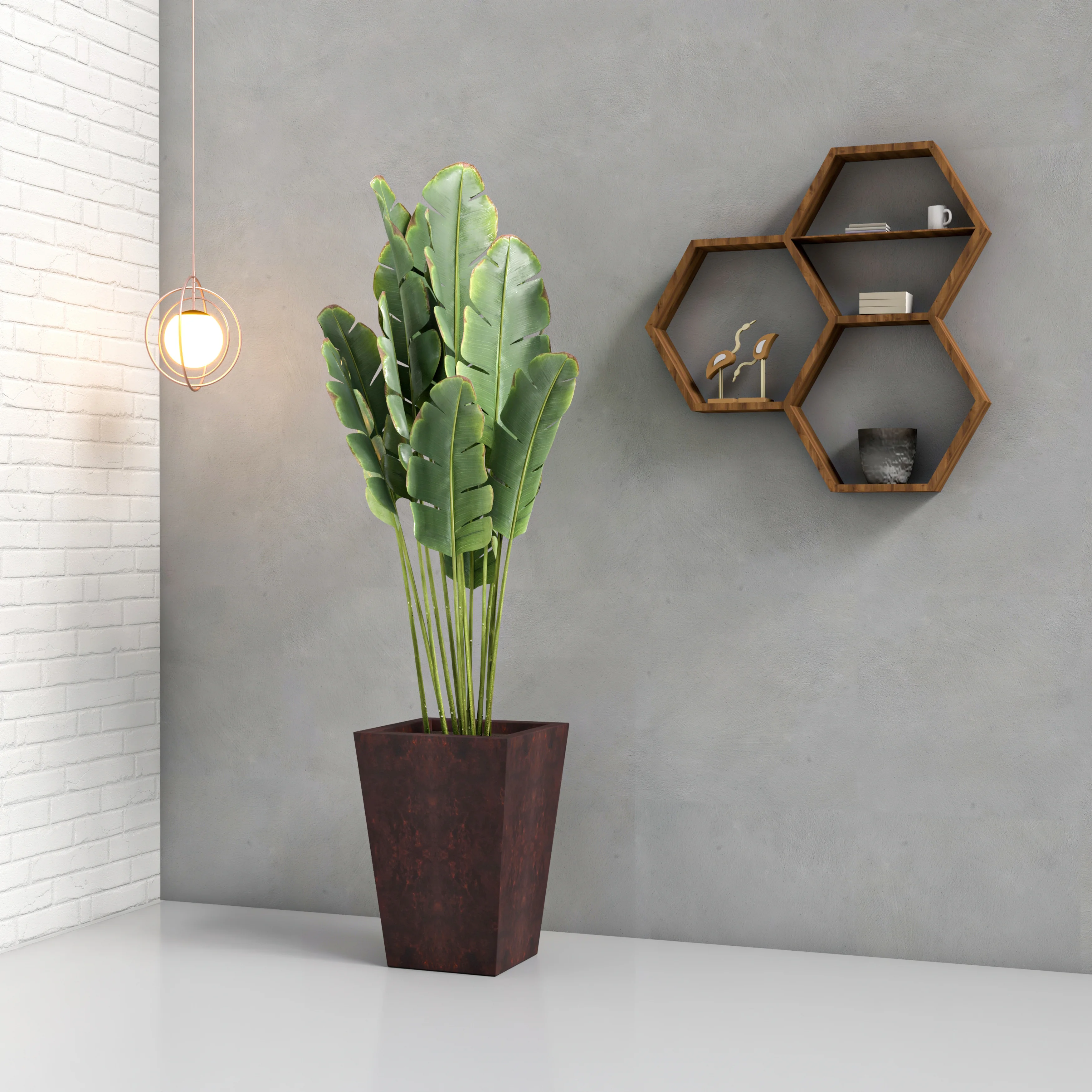 Serene Series Poly Stone Square Planter in Brown 14x14, 21 High