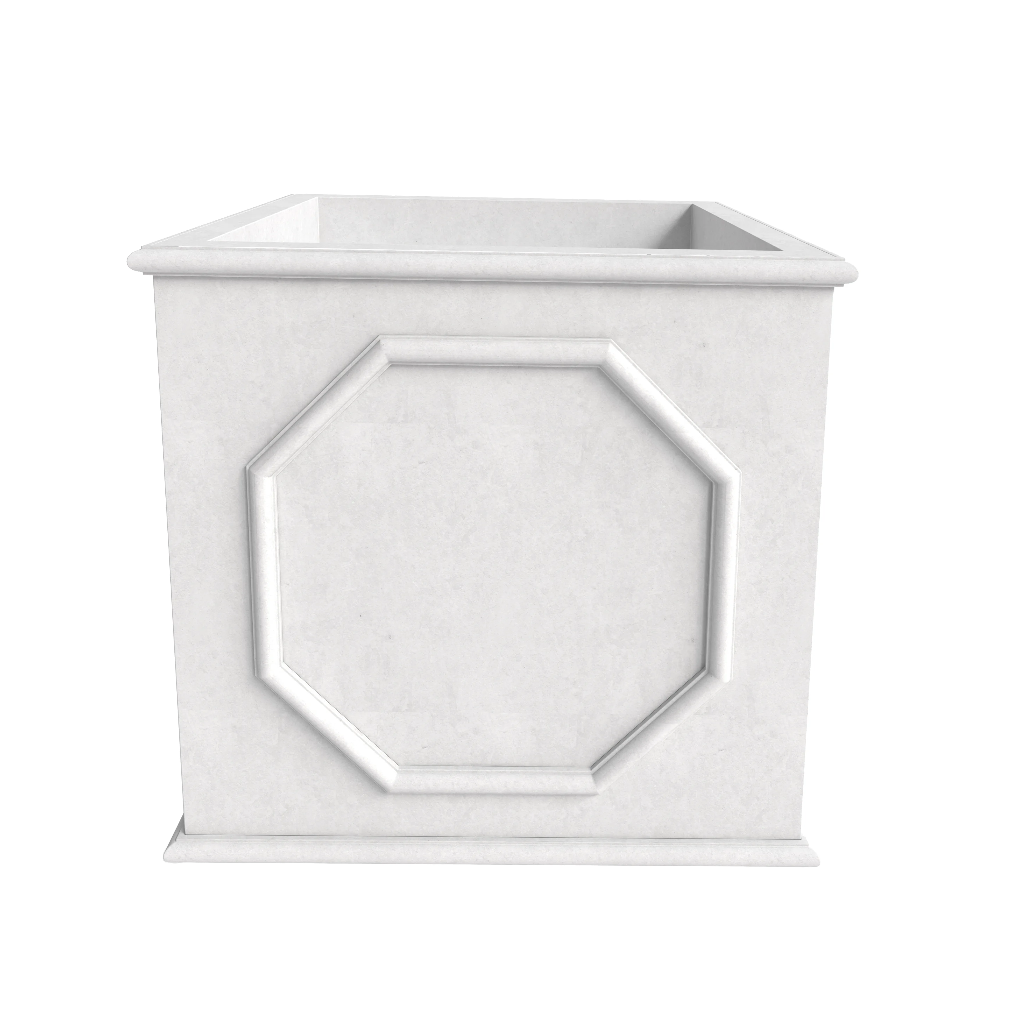 Sprout Series Cubic Fiber Stone Planter in White 21.7 Cube