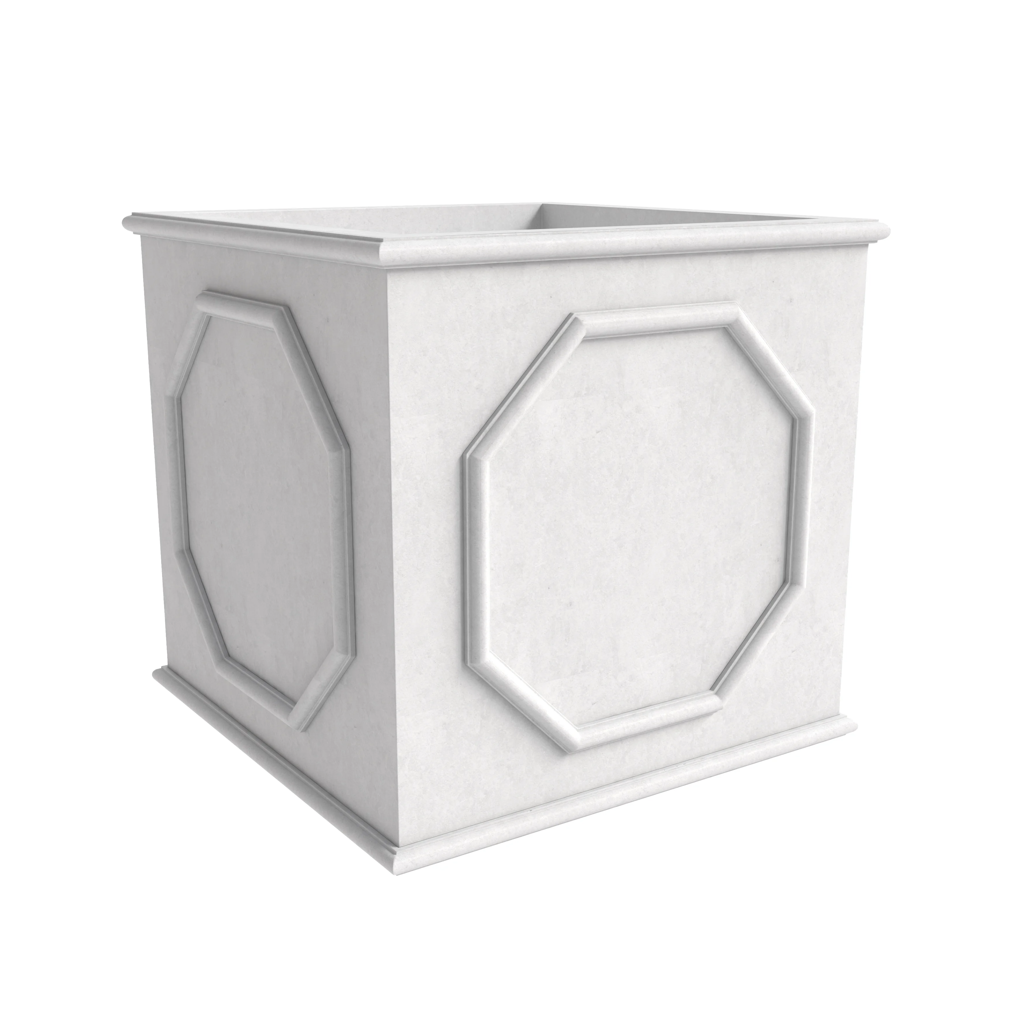 Sprout Series Cubic Fiber Stone Planter in White 21.7 Cube