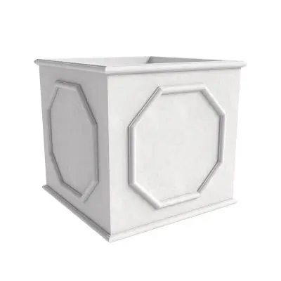Sprout Series Cubic Fiber Stone Planter in White 21.7 Cube