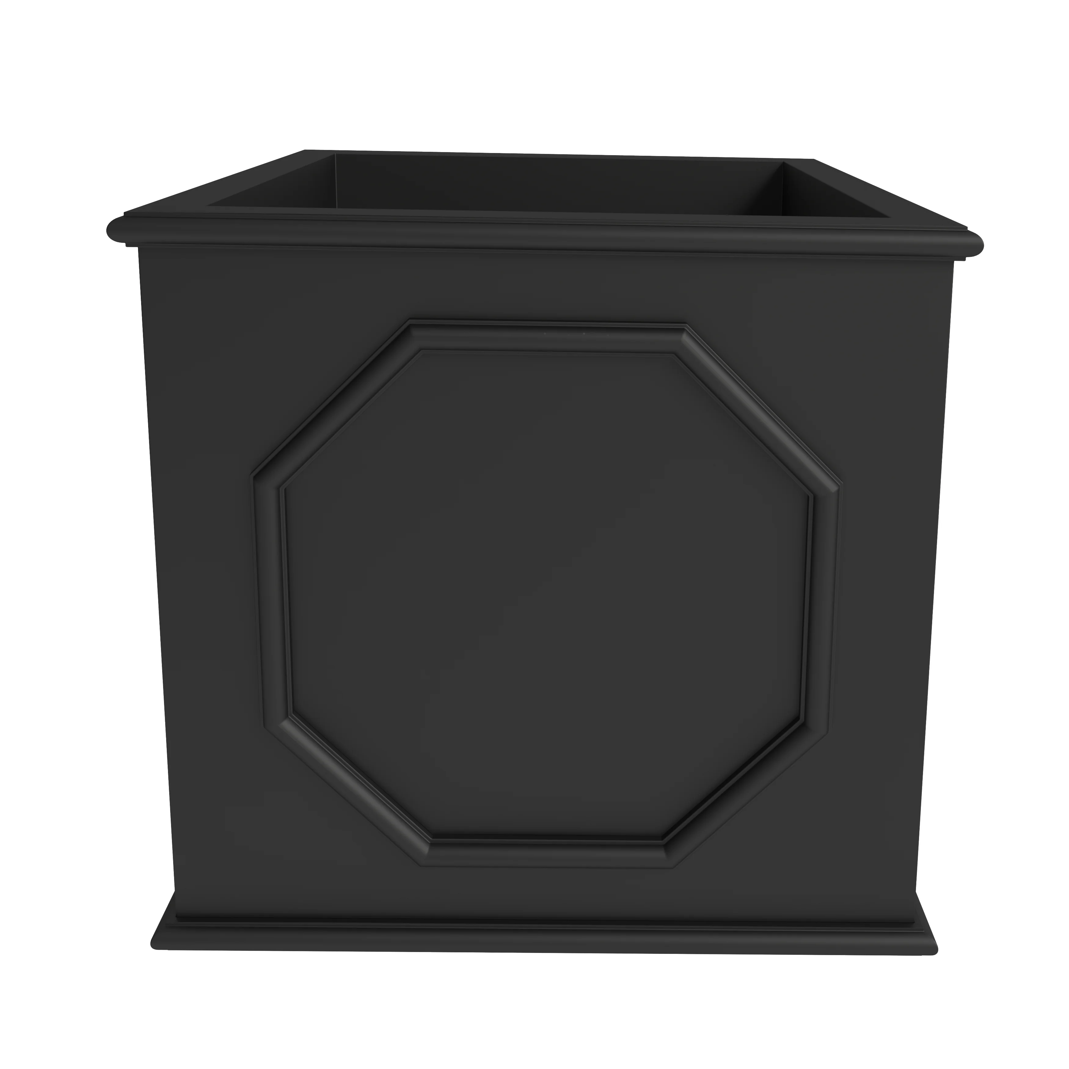 Sprout Series Cubic Fiber Stone Planter in Black 25.6 Cube