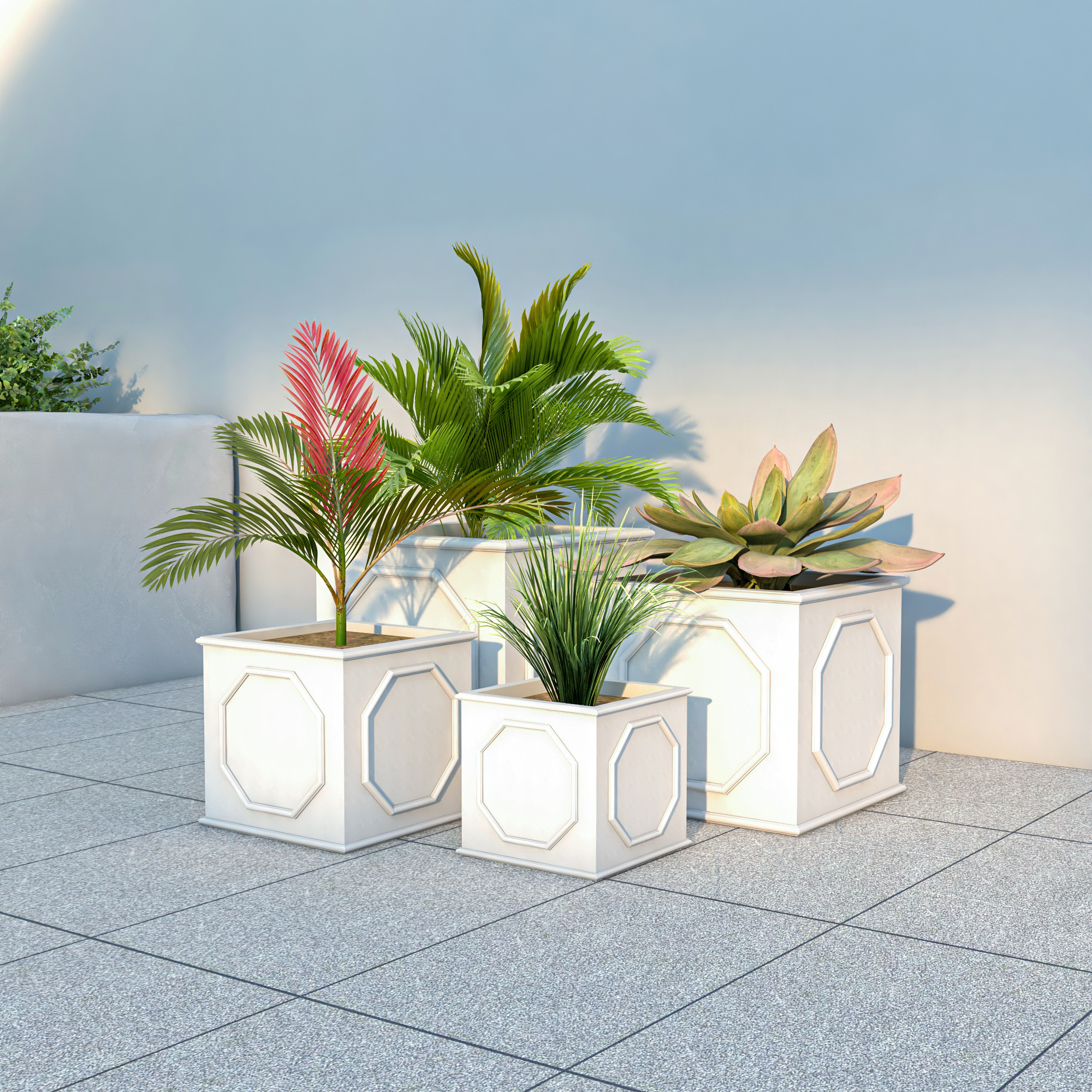 Sprout Series Poly Stone Planter in White