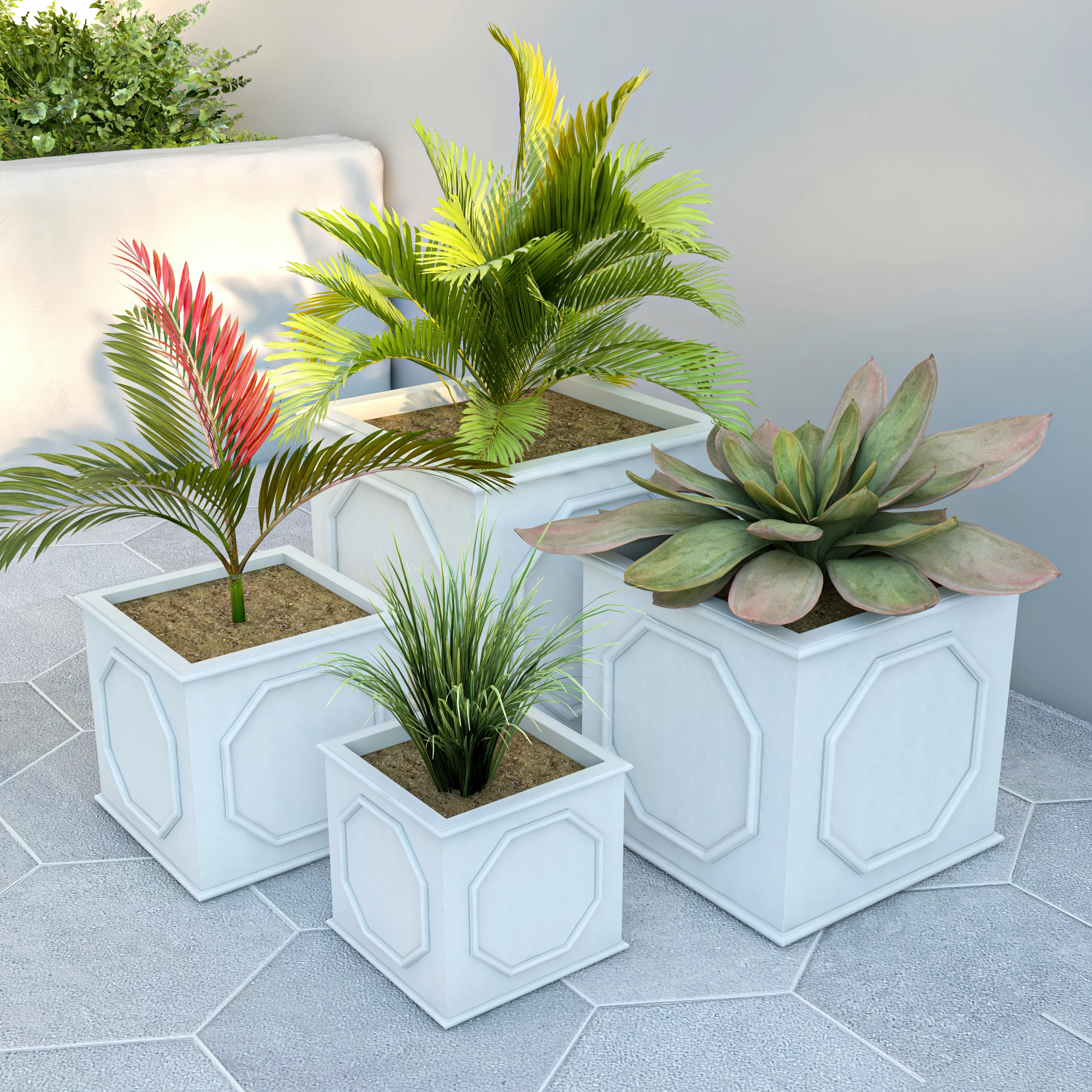 Sprout Series Poly Stone Planter in White