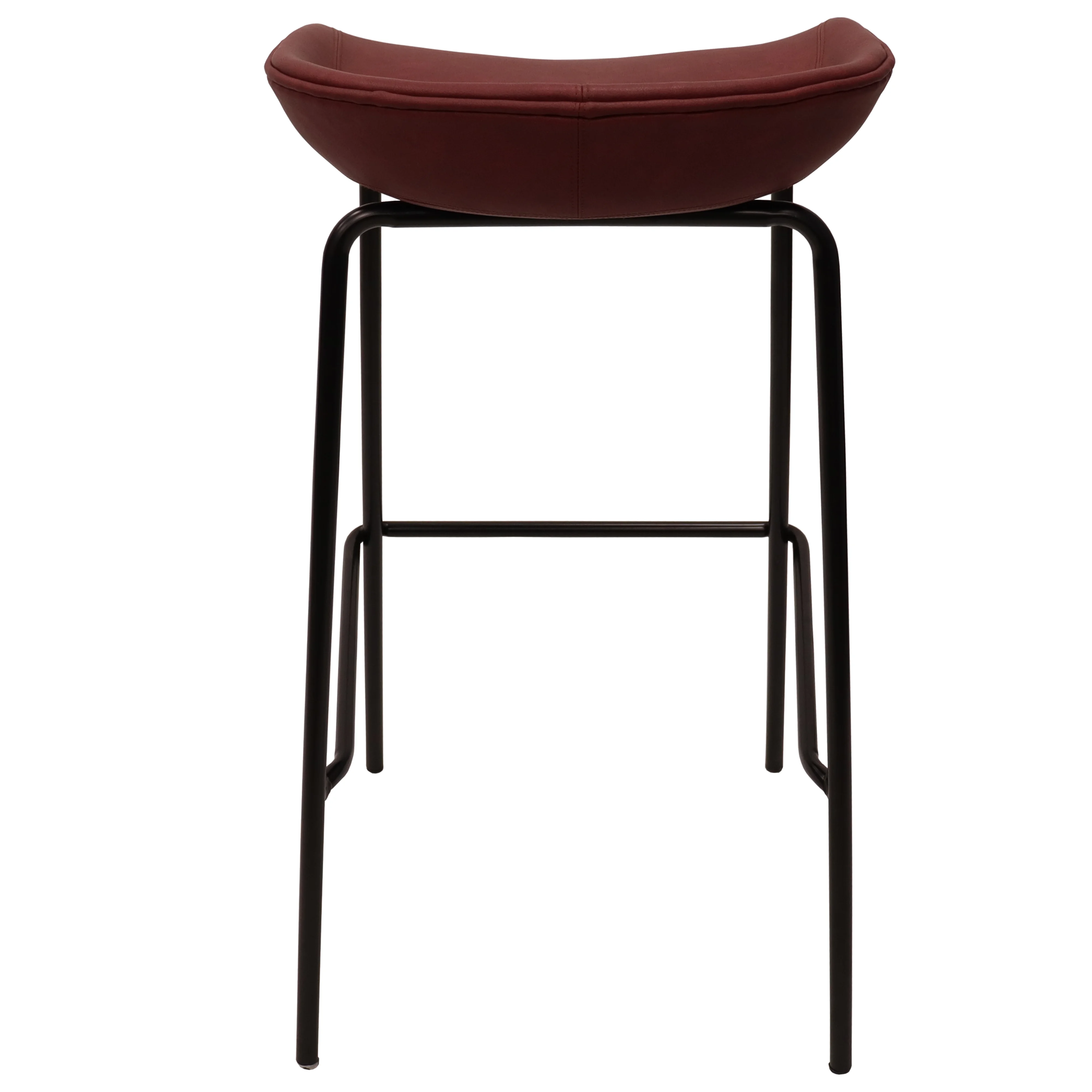 Servos Modern Barstool with Upholstered Faux Leather Seat and Powder Coated Iron Frame in Bordeaux
