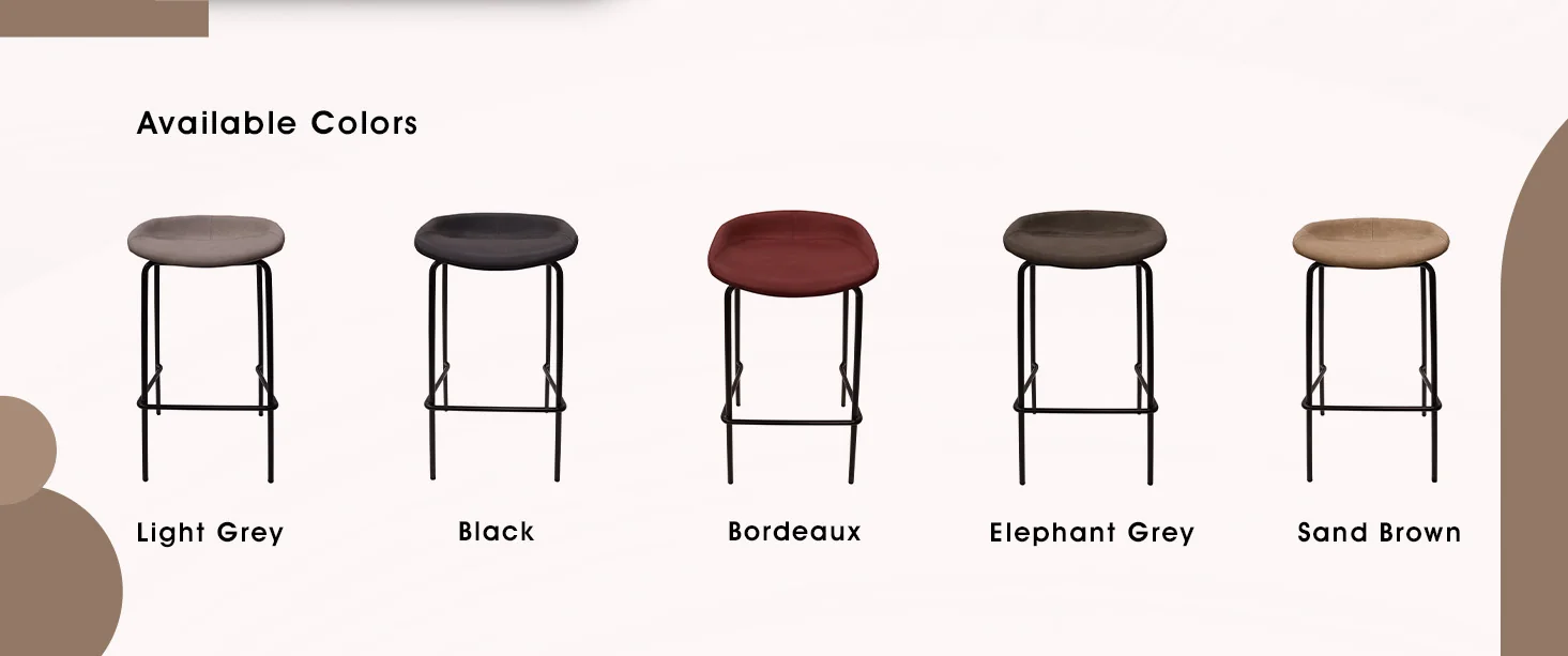 Servos Modern Barstool with Upholstered Faux Leather Seat and Powder Coated Iron Frame in Sand Brown