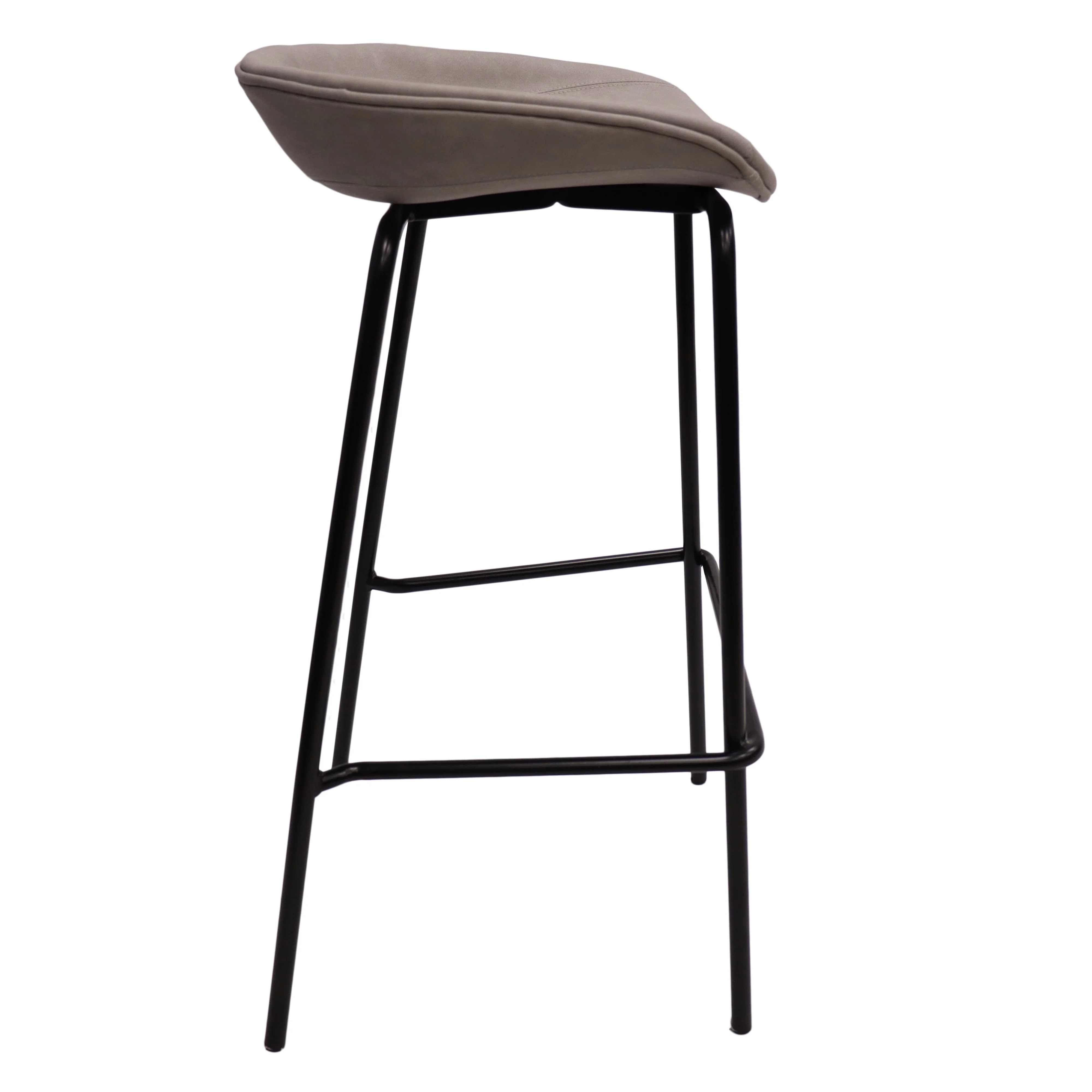 Servos Modern Barstool with Upholstered Faux Leather Seat and Powder Coated Iron Frame in Light Grey