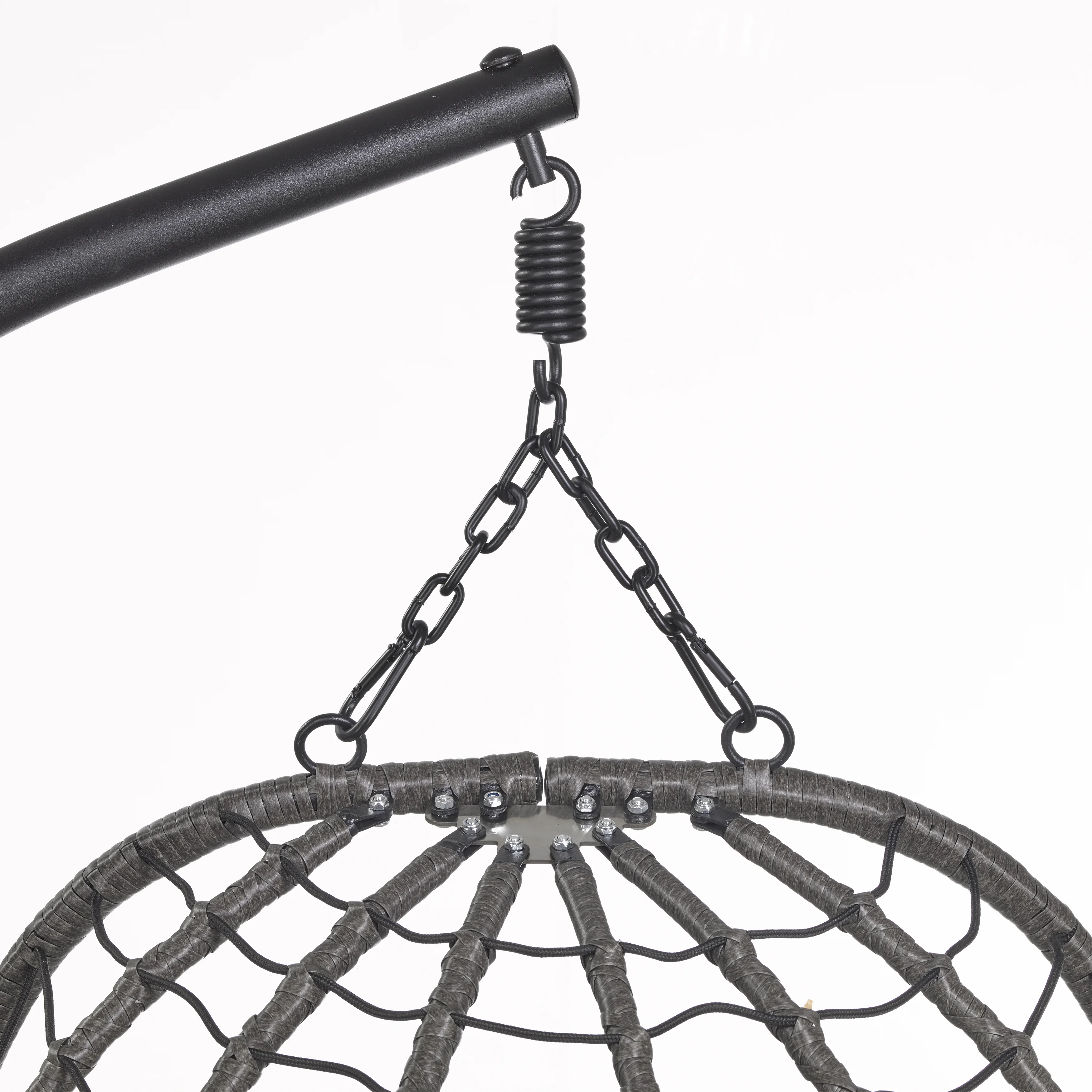 Summit Series Outdoor Egg Swing Chair In Black With Light Brown Cushions