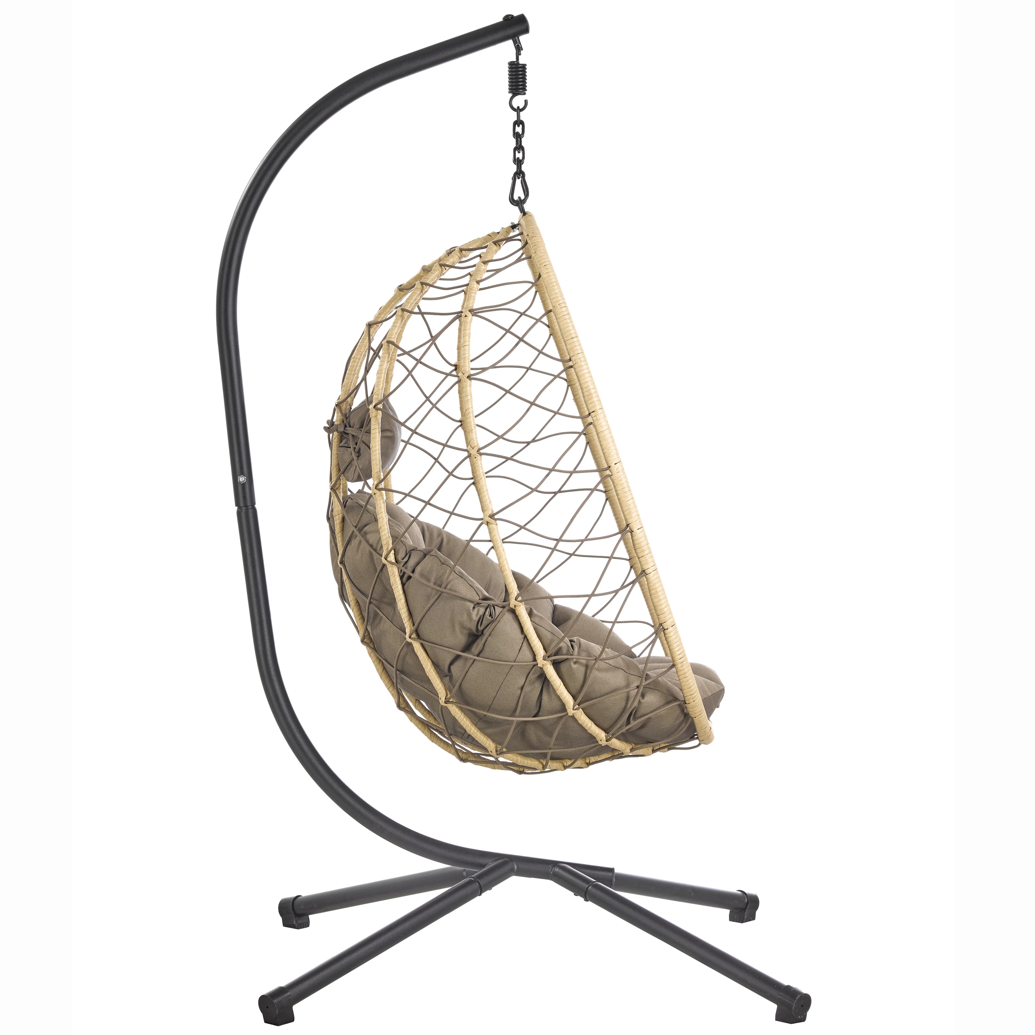Summit Series Outdoor Egg Swing Chair In Brwon With Bown Cushions
