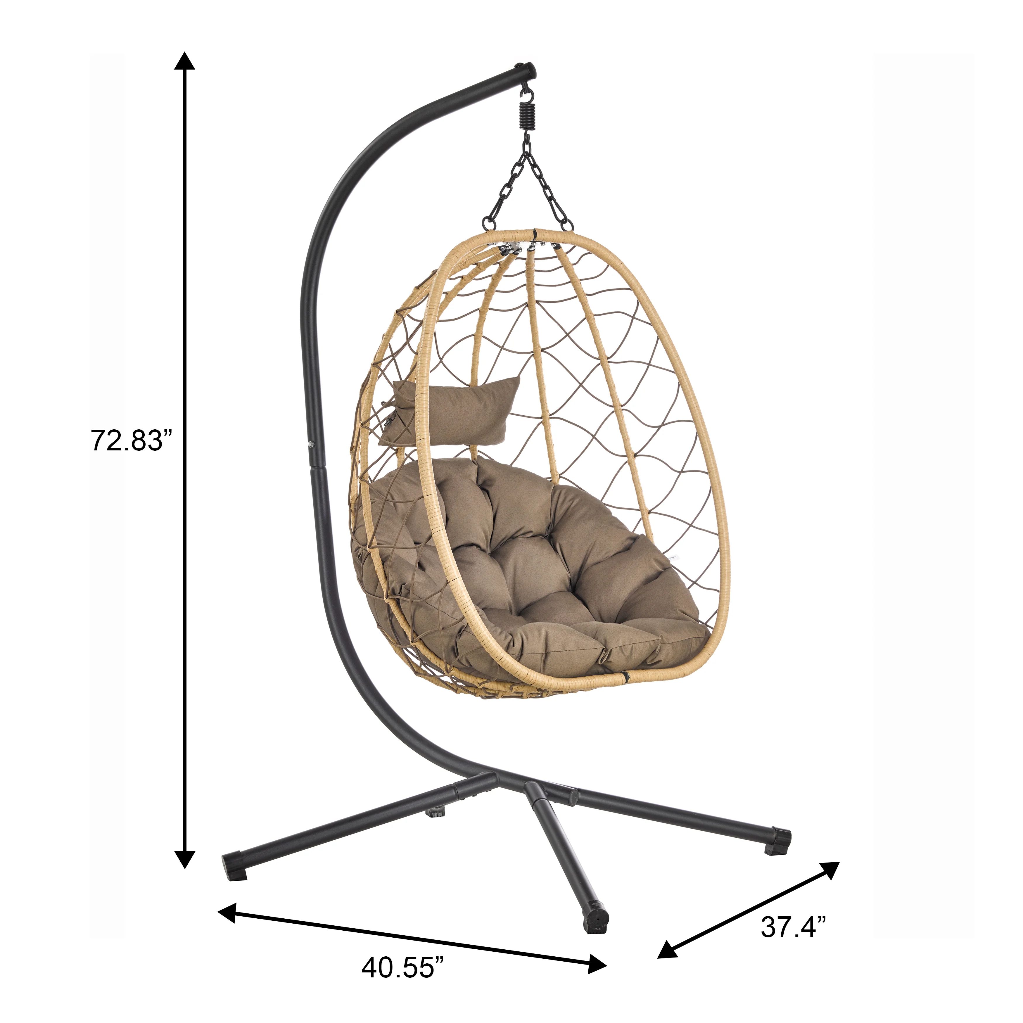 Summit Series Outdoor Egg Swing Chair In Brwon With Bown Cushions
