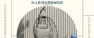 Summit Mid-Century Modern Outdoor Single Person Egg Swing Chair in Grey Steel Frame With Removable Cushions
