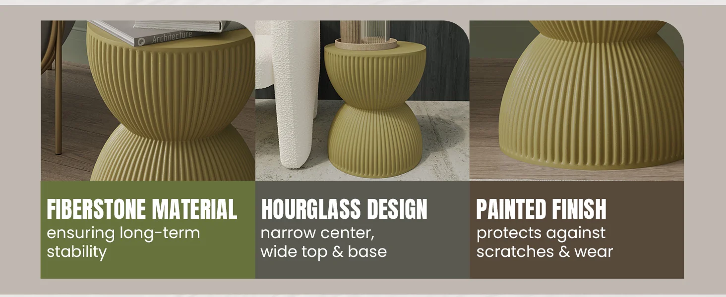 Modern Side End Table Spire Series In Olive Yellow