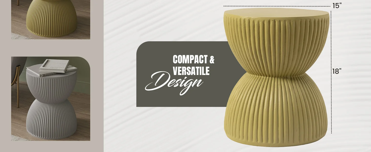 Modern Side End Table Spire Series In Olive Yellow