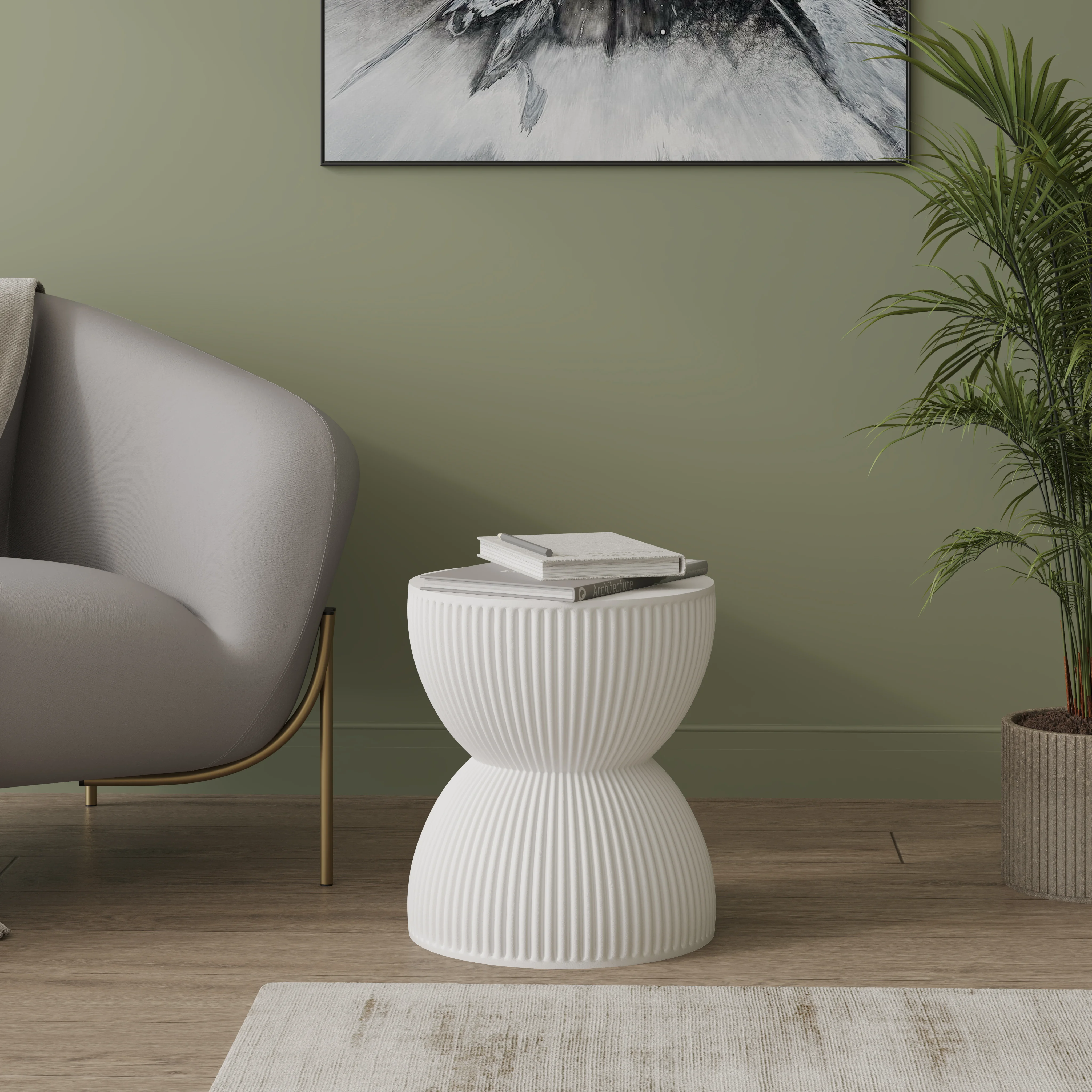 Modern Side End Table Spire Series In White