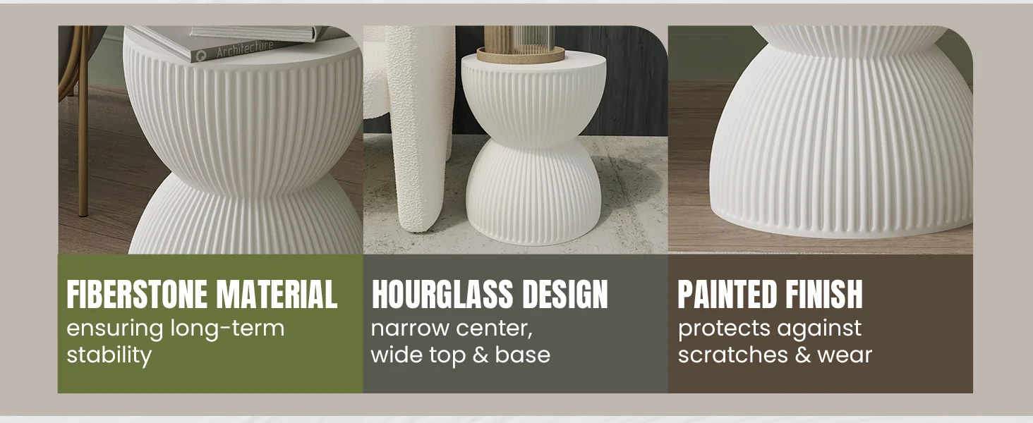 Modern Side End Table Spire Series In White