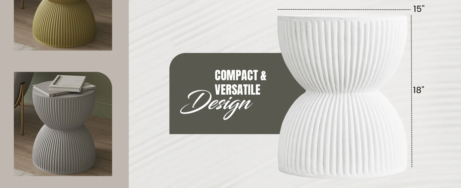 Modern Side End Table Spire Series In White