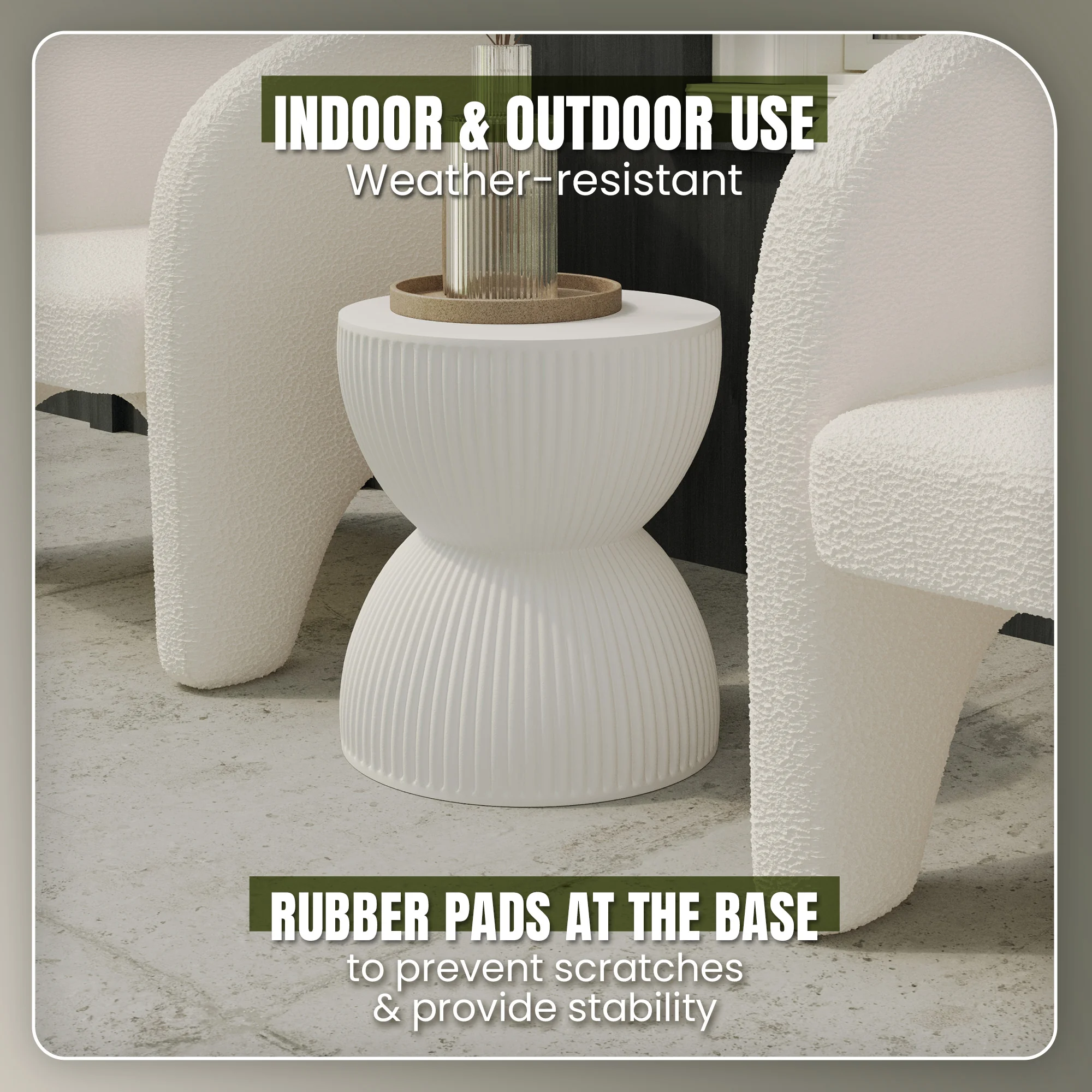 Modern Side End Table Spire Series In White