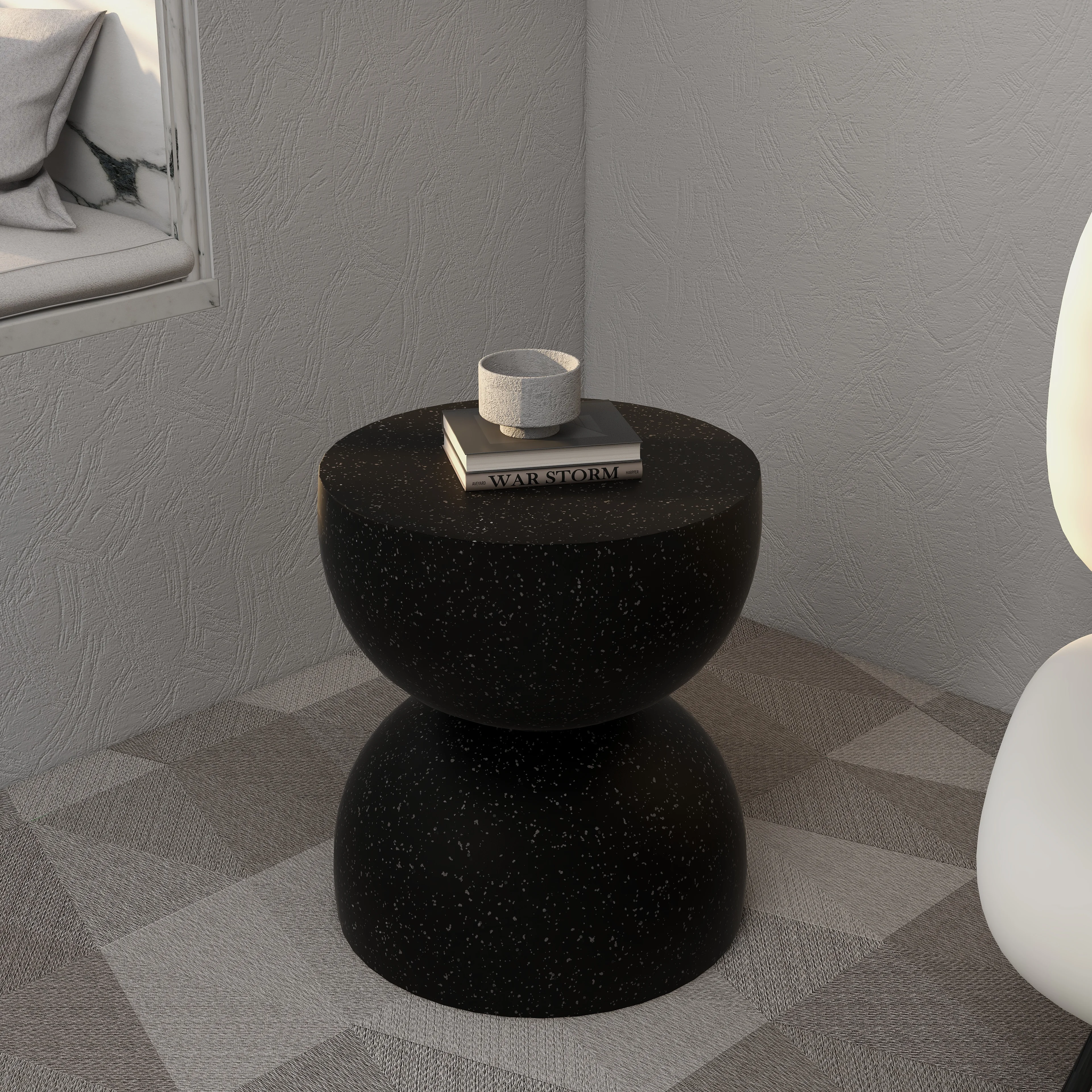 Sage Collection Fiberglass Outdoor Side Table in Black