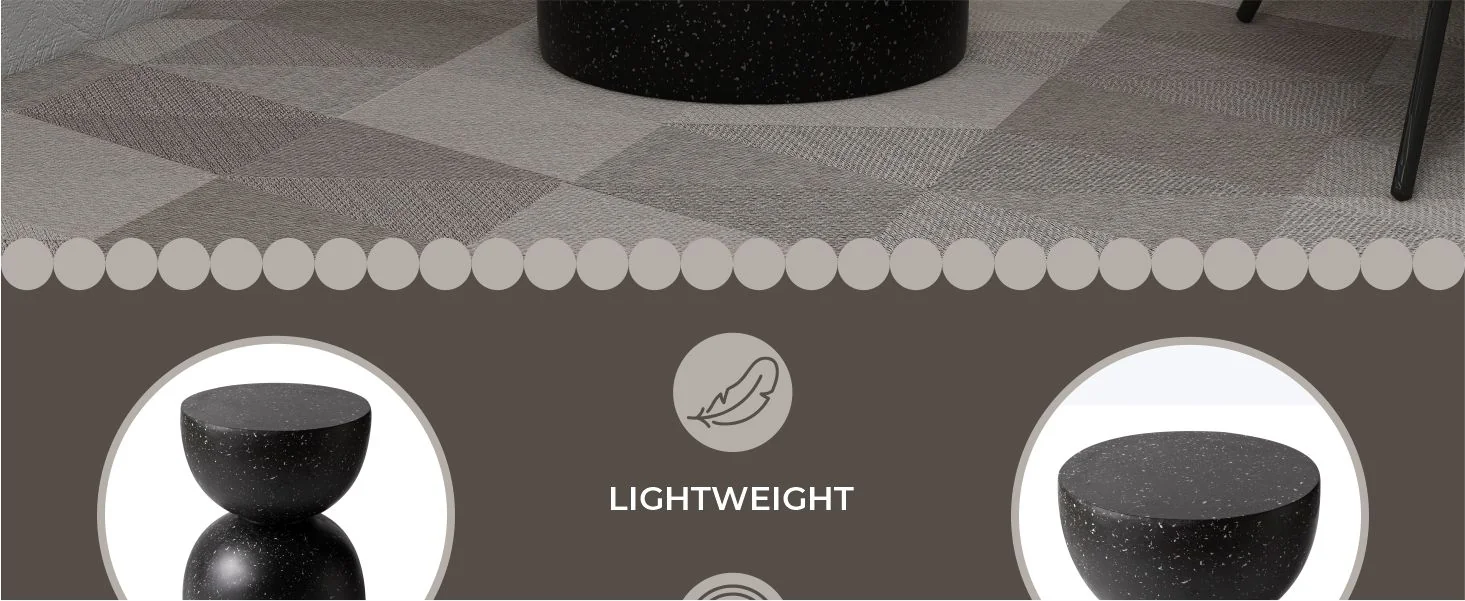 Sage Collection Fiberglass Outdoor Side Table in Black