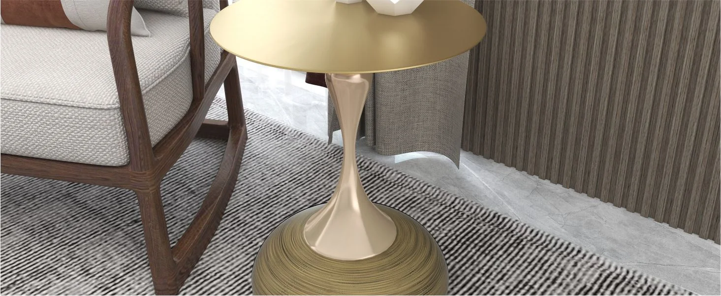 Savoy Collection Modern End Table In Brass Color