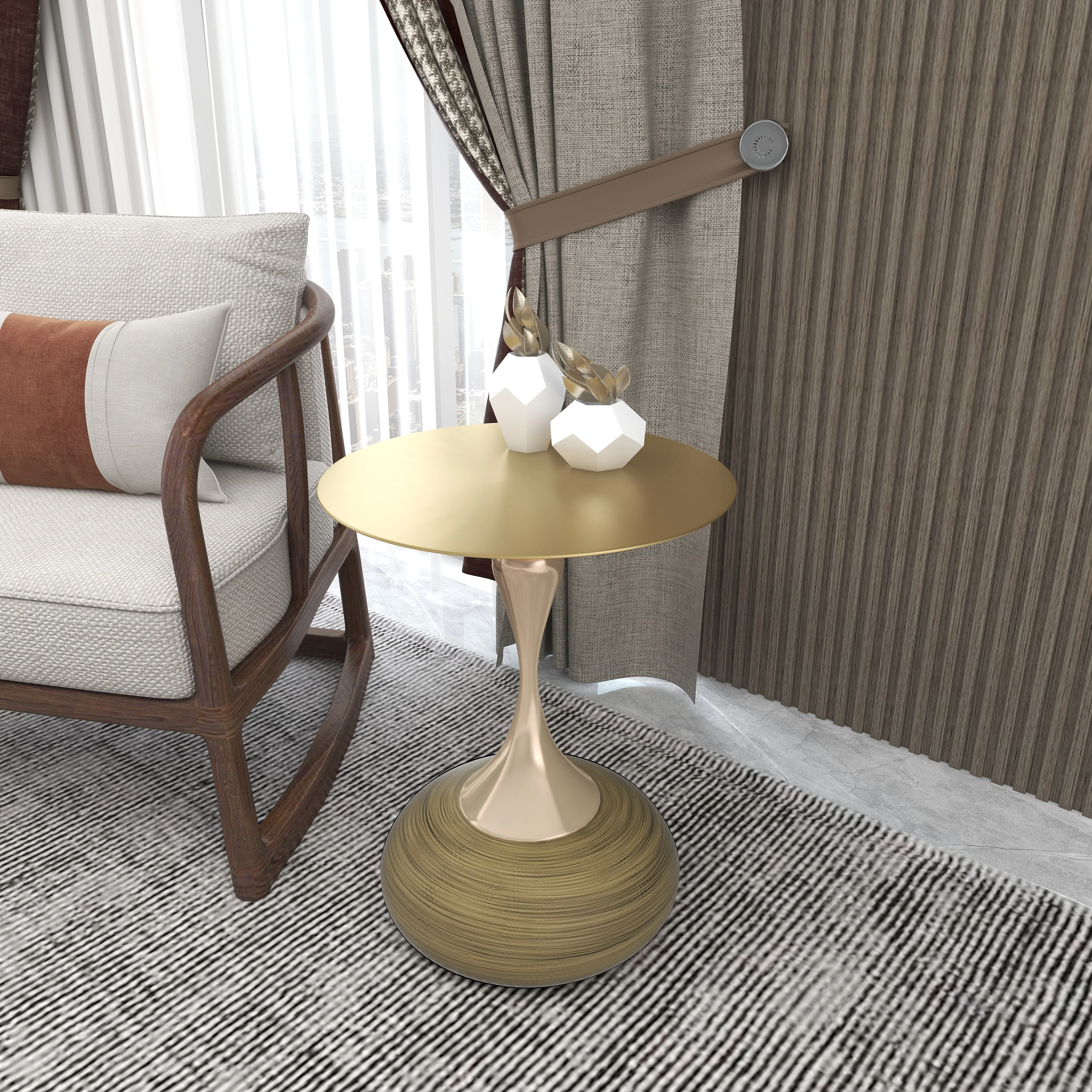 Savoy Collection Modern End Table In Brass Color