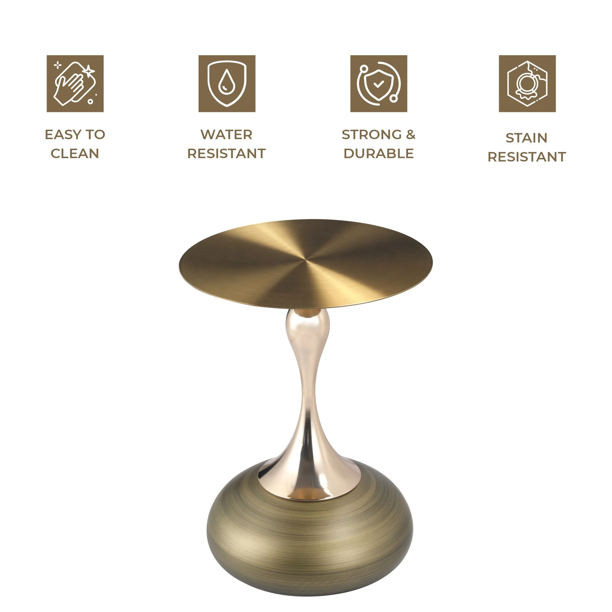 Savoy Collection Modern End Table In Brass Color