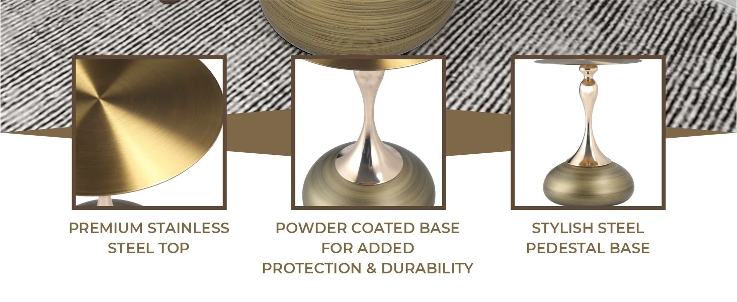 Savoy Collection Modern End Table In Brass Color